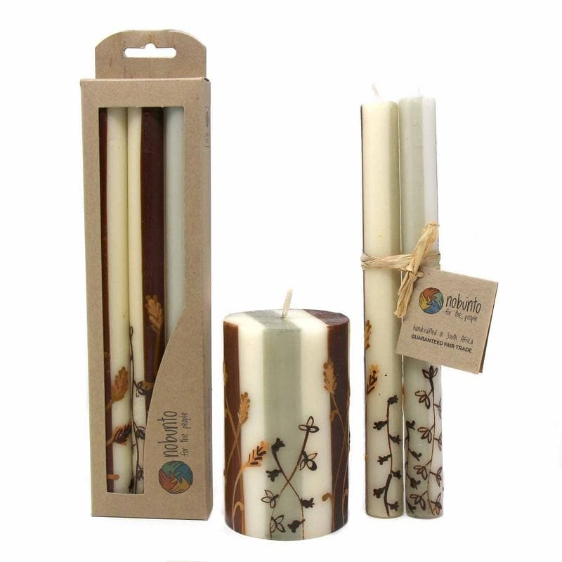 Handmade Dinner Taper Candles Kiwanja Design, Set of 3 (South Africa)