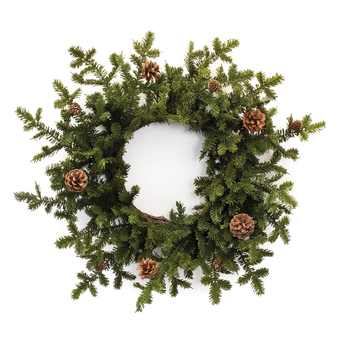 Pine Cone Wreath 25D - Green, Brown