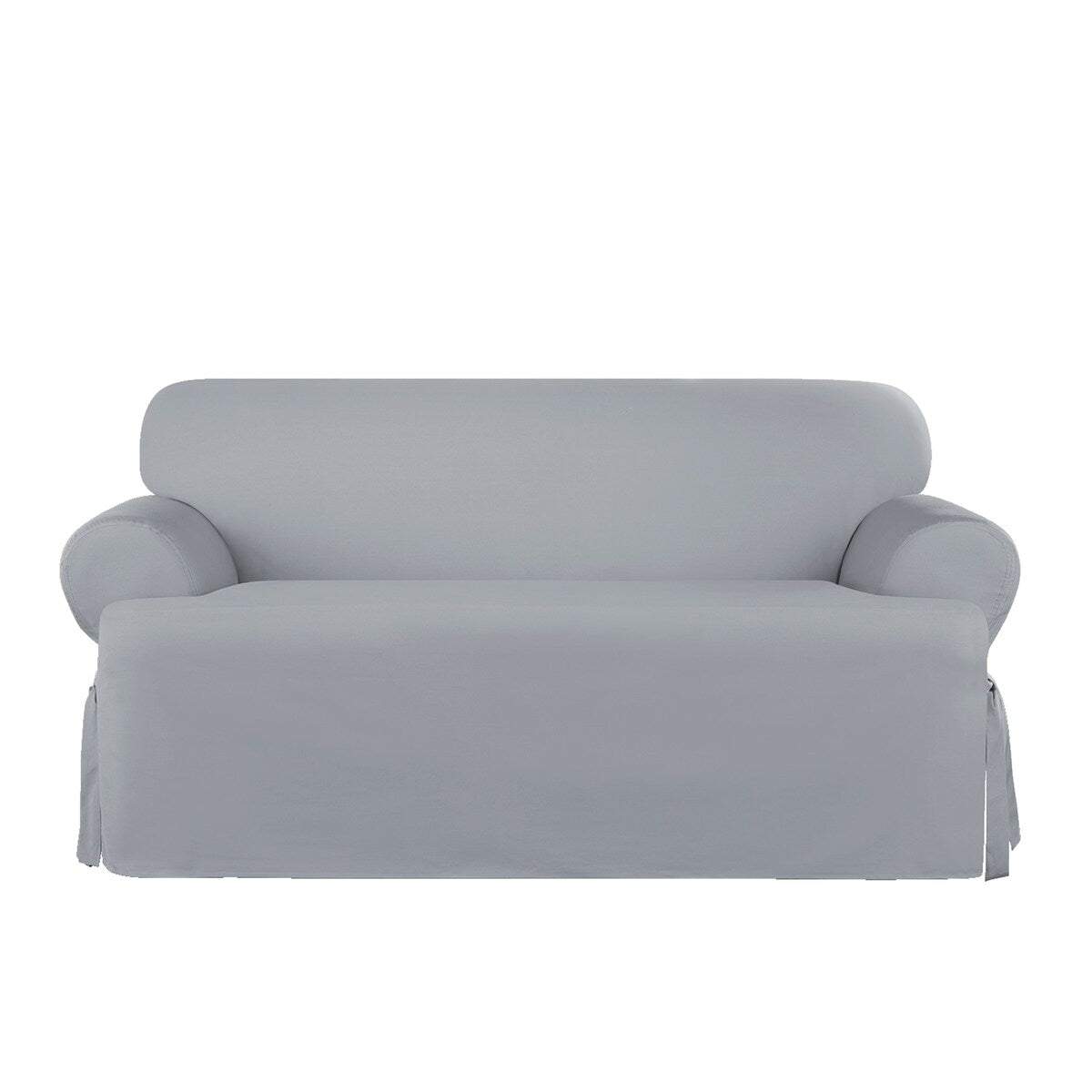 SureFit Heavyweight Cotton Duck 1 Piece T-Cushion Loveseat Cover with Seat Elastic