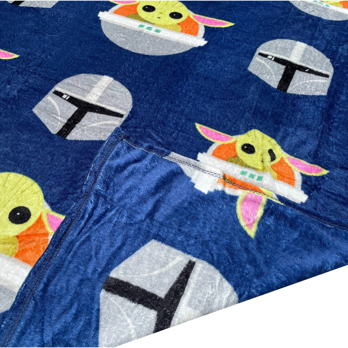 Navy Blue Baby Yoda Star Wars Soft Silk Touch Throw Sofa Picnic Blanket - 40 x 50