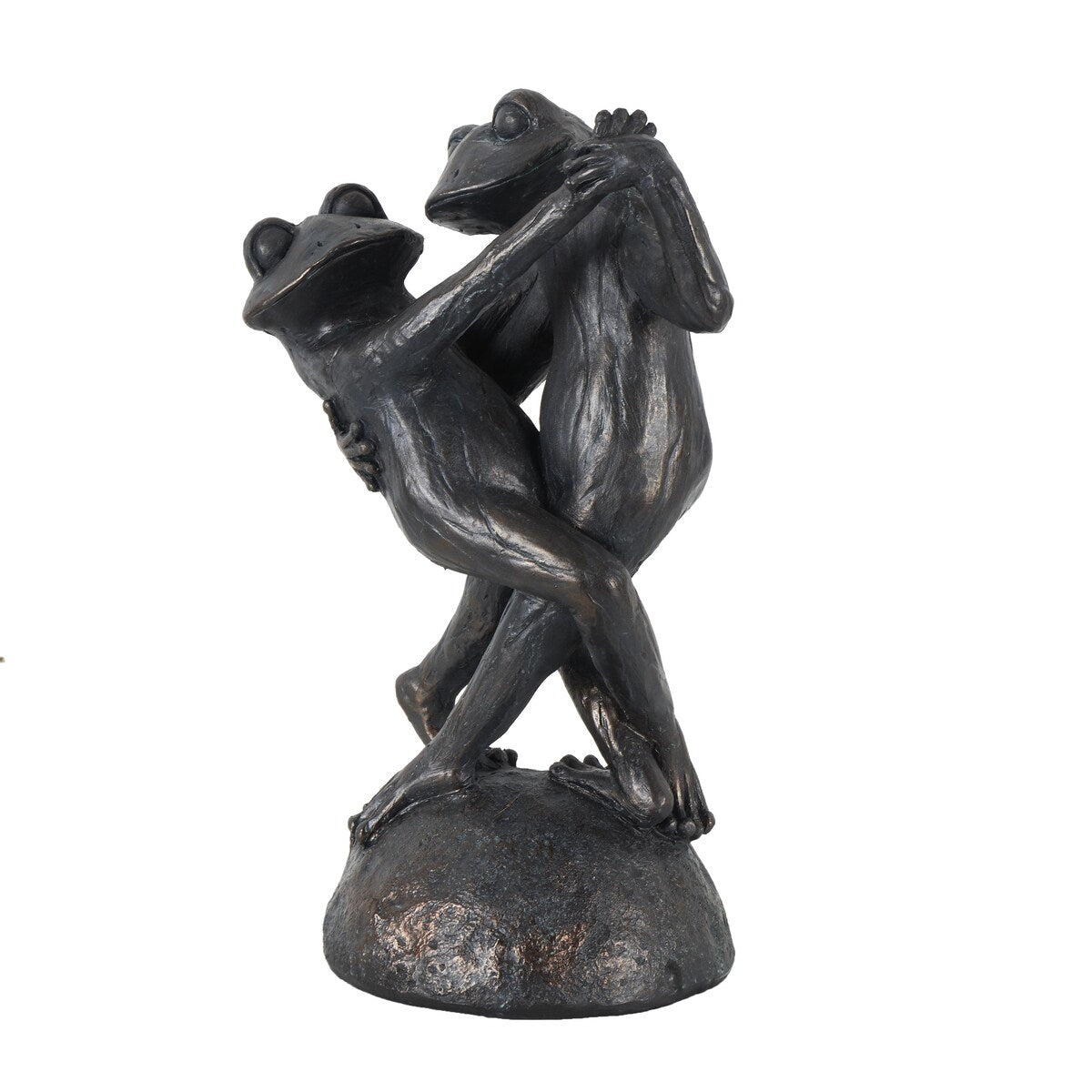 Resin Frog Patina Dancing Decorative Sculpture with Rock Base - Bronze - Roche River Decor