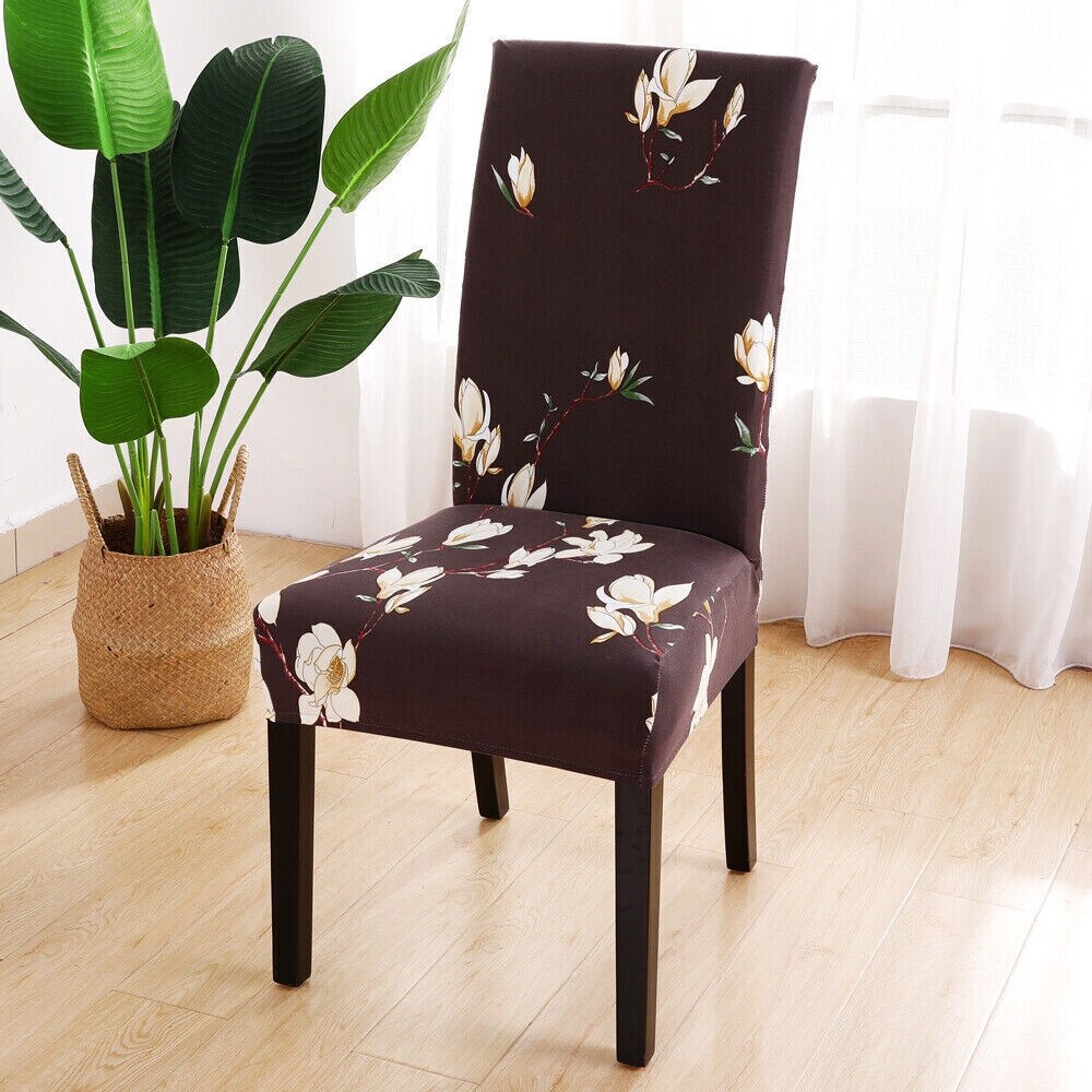 1-8 Pcs Floral Stretch Spandex Dining Chair Covers