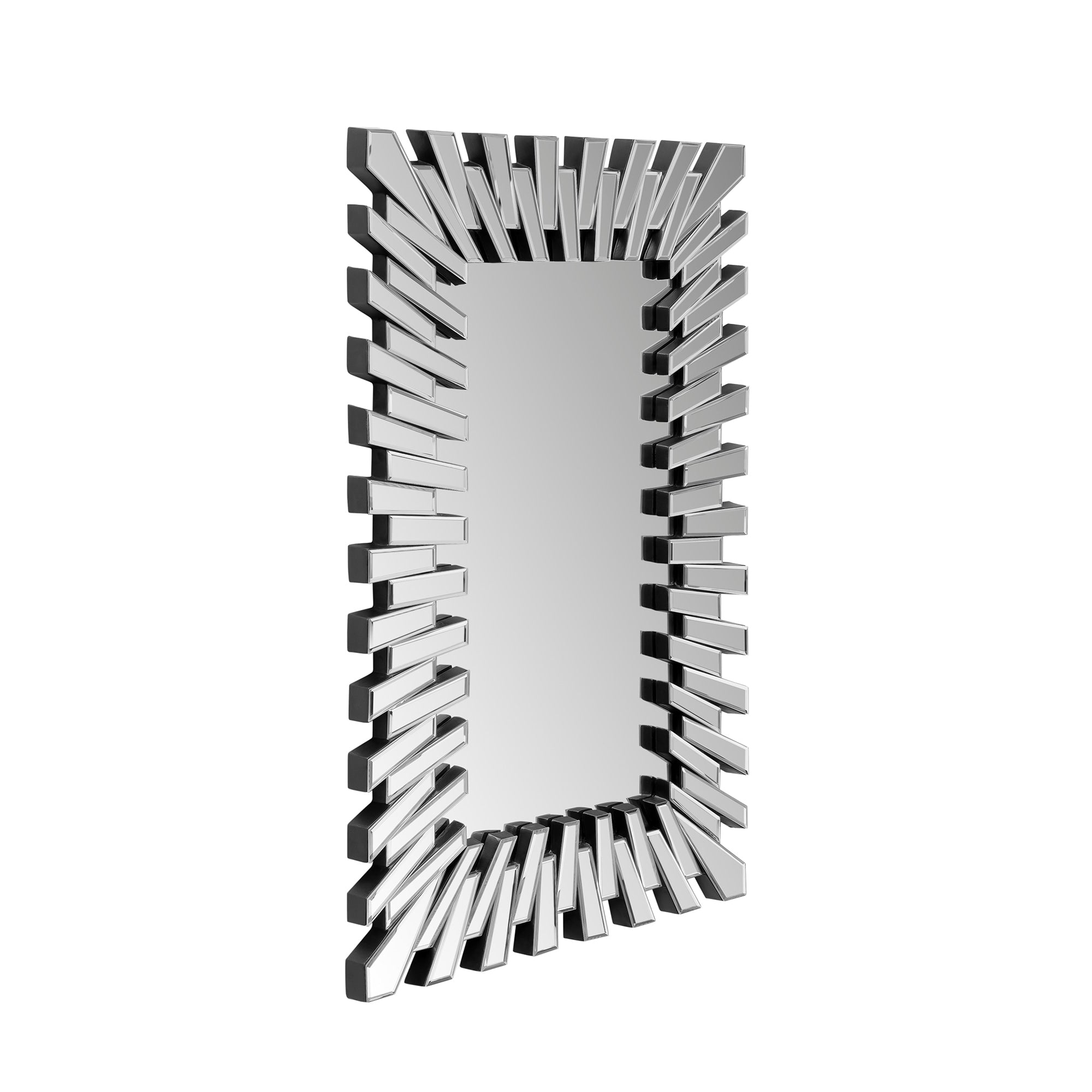 Rectangle Accent Wall Mirror Sunburst Silver Decor