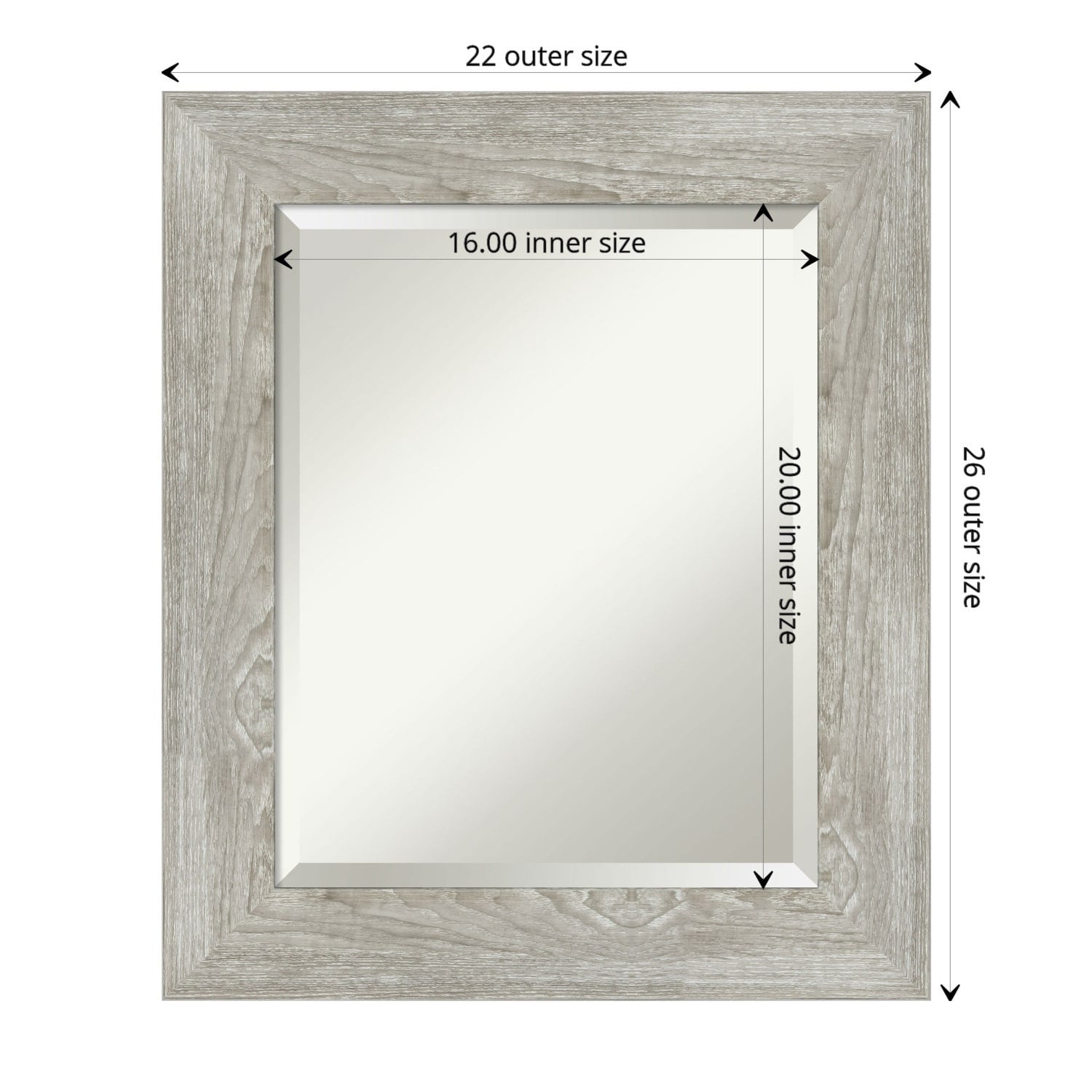 Beveled Bathroom Wall Mirror - Dove Greywash Frame