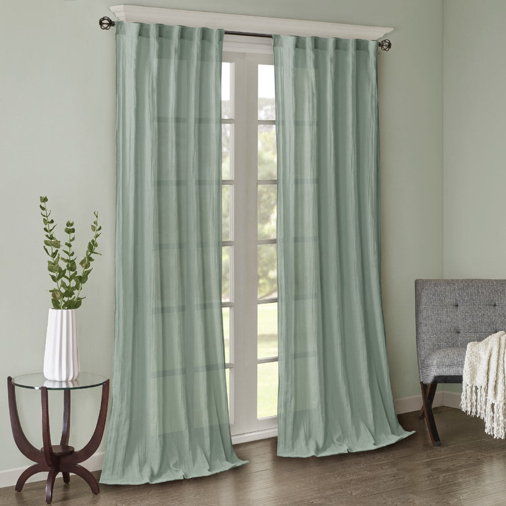 Madison Park Kaylee Solid Crushed Sheer Window Curtain Pair