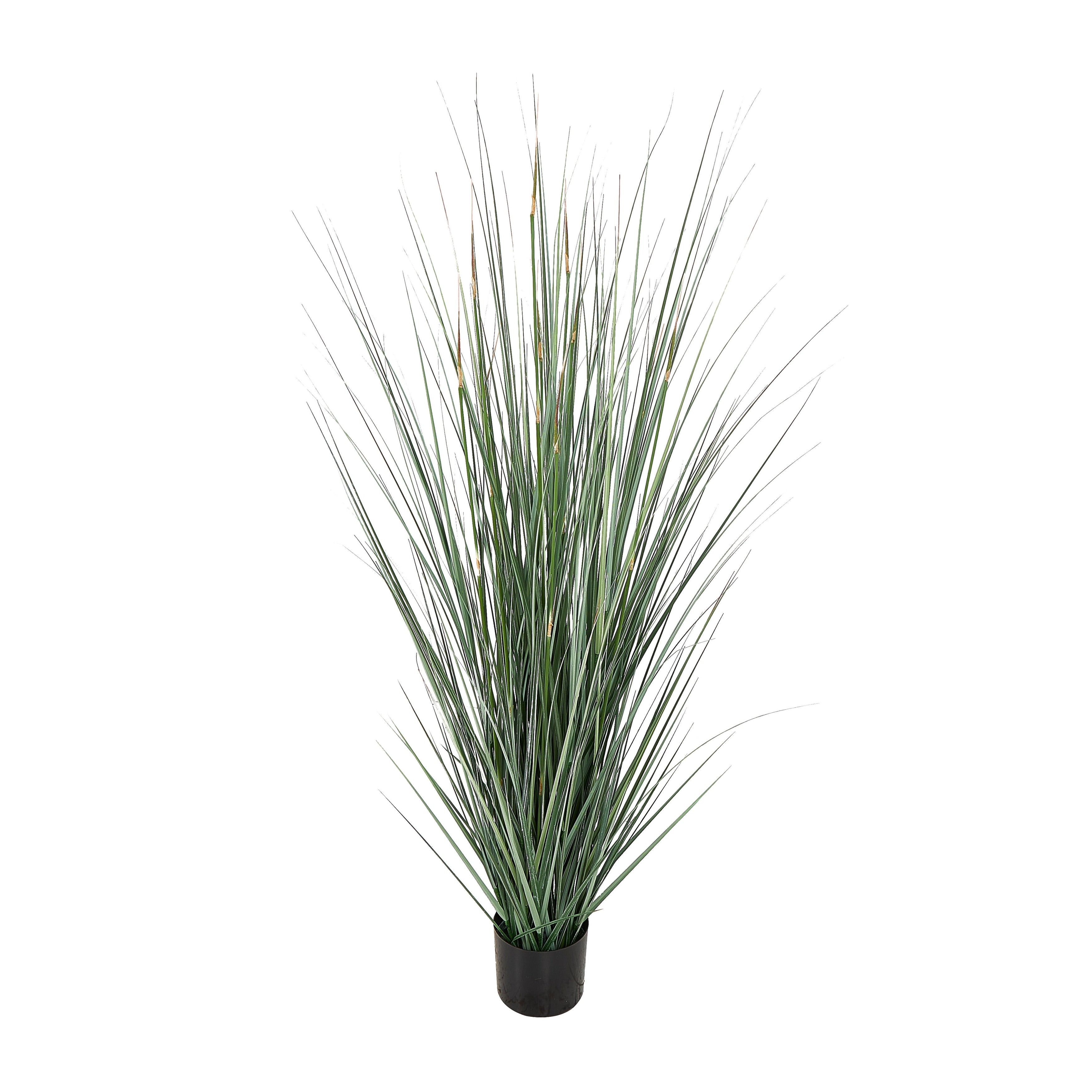 Green Faux Foliage Tall Onion Grass Artificial Plant with Black Plastic Pot