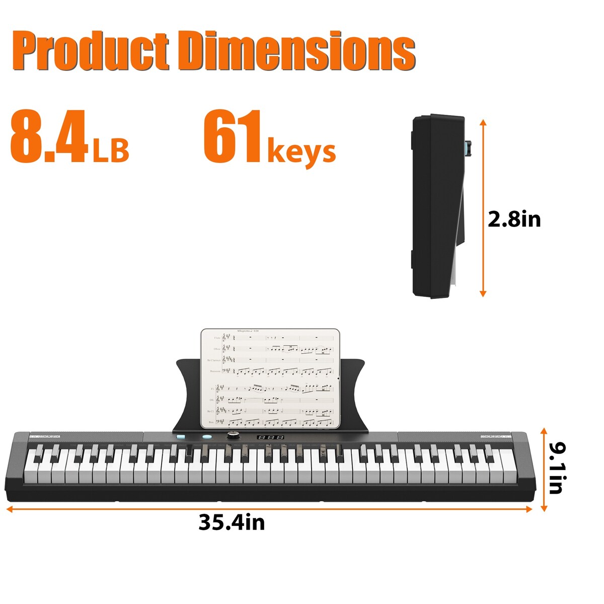 Protable Electric Semi-Weighted 61 Key Keyboard Piano