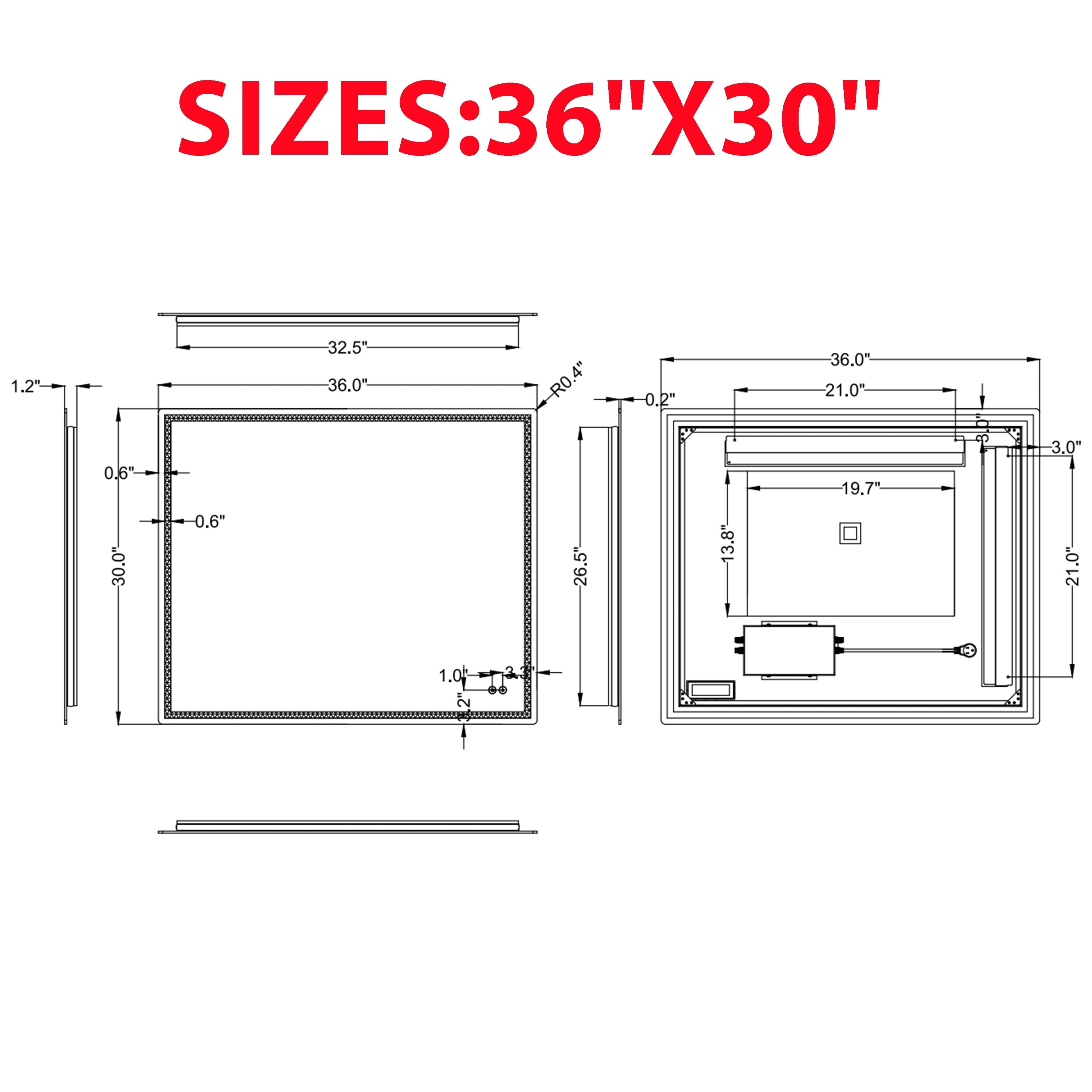 CB HOME LED Bathroom Mirror, Lighted Wall Mounted Mirror, Frameless Vanity Mirror, Anti-Fog, Dimmable,Three Color