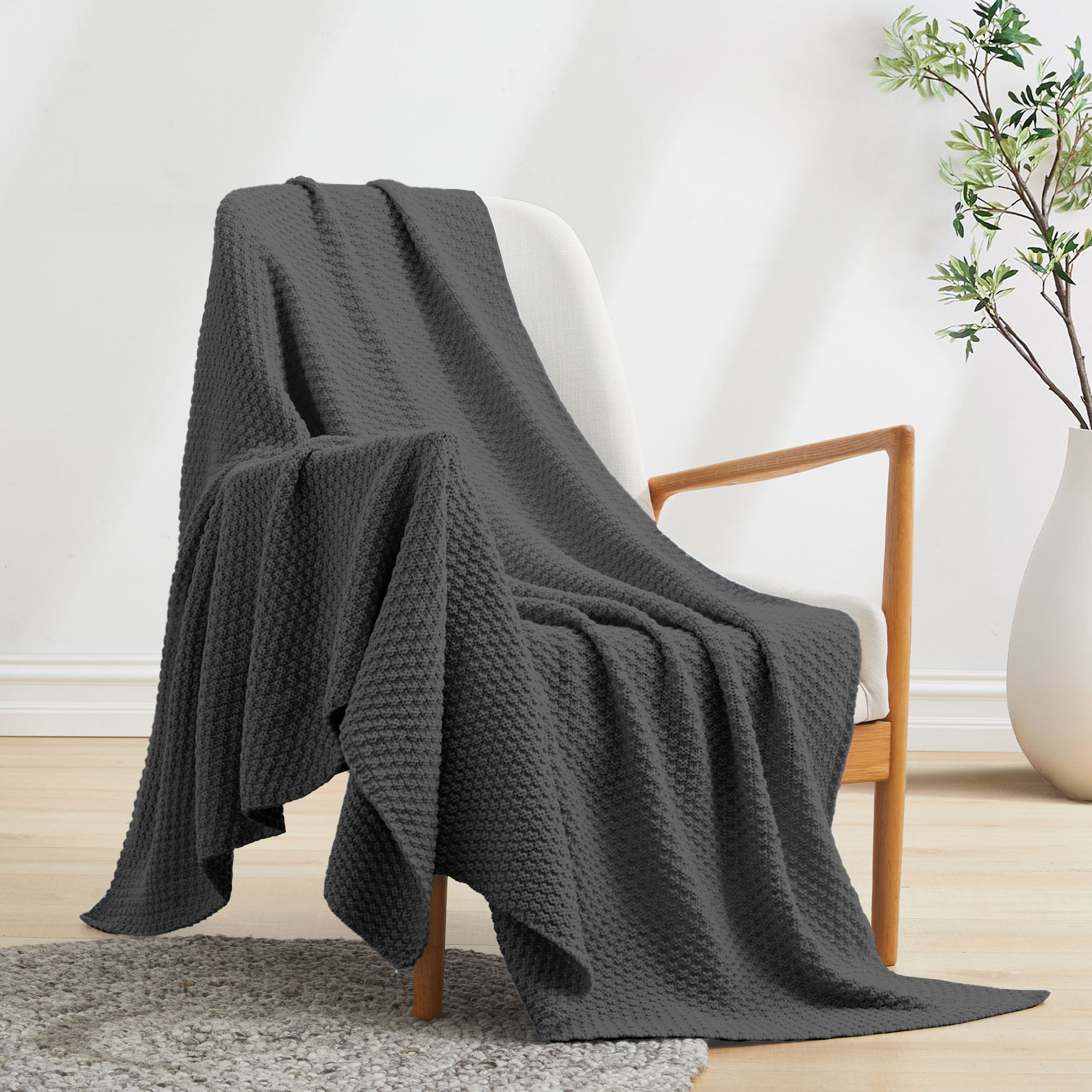 Lightweight and Soft Knit Throw Blanket for Couch