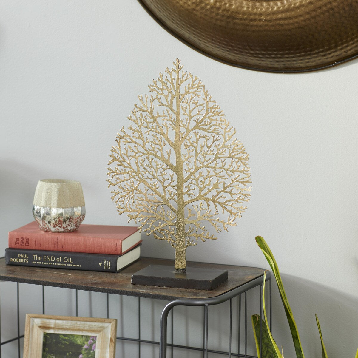 Metal Tree Decorative Sculpture - Gold - Roche River Decor