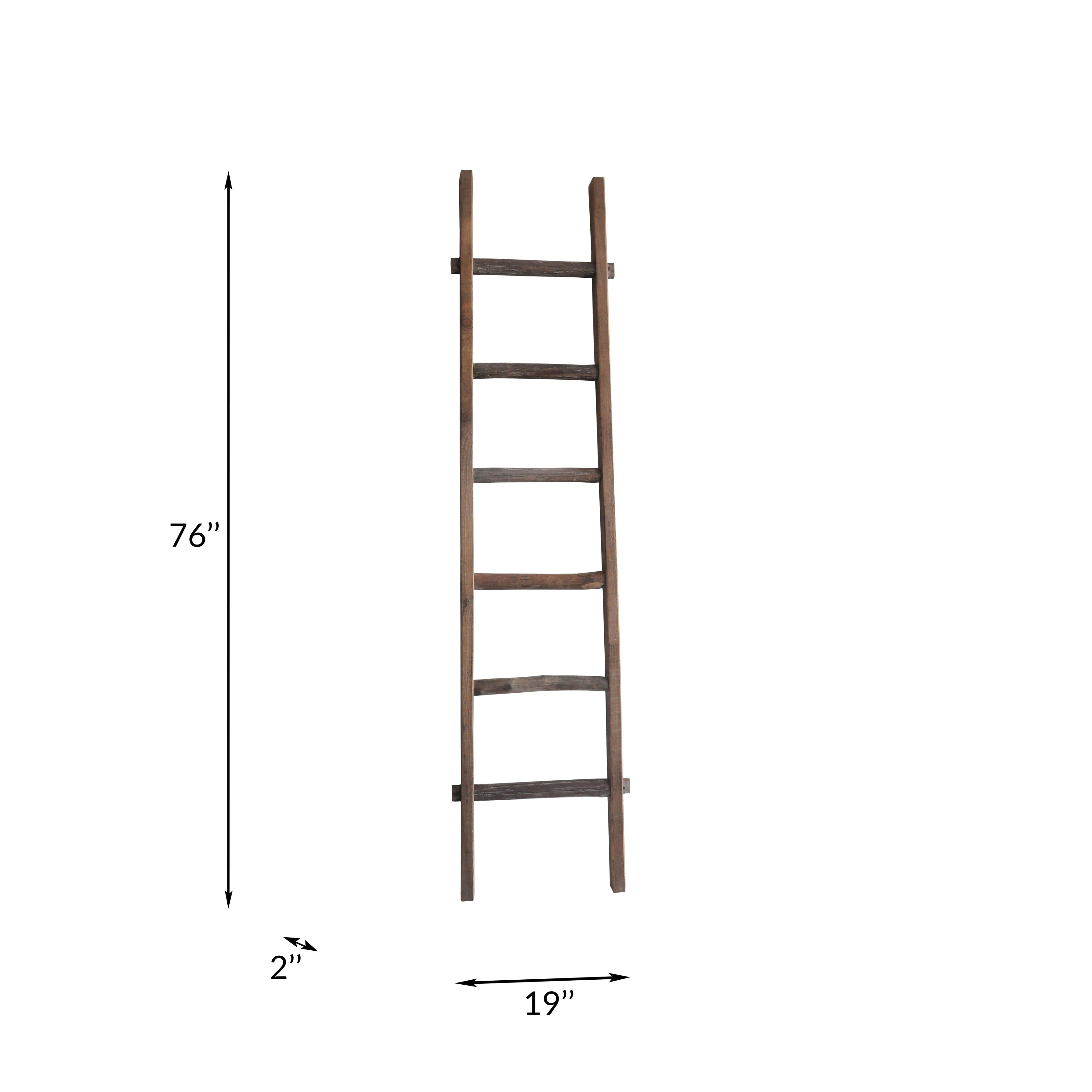 Sagebrook Home Rustic 6ft Tall Blanket Ladder, Decorative Freestanding Ladder For Storage - 19 x 2 x 76