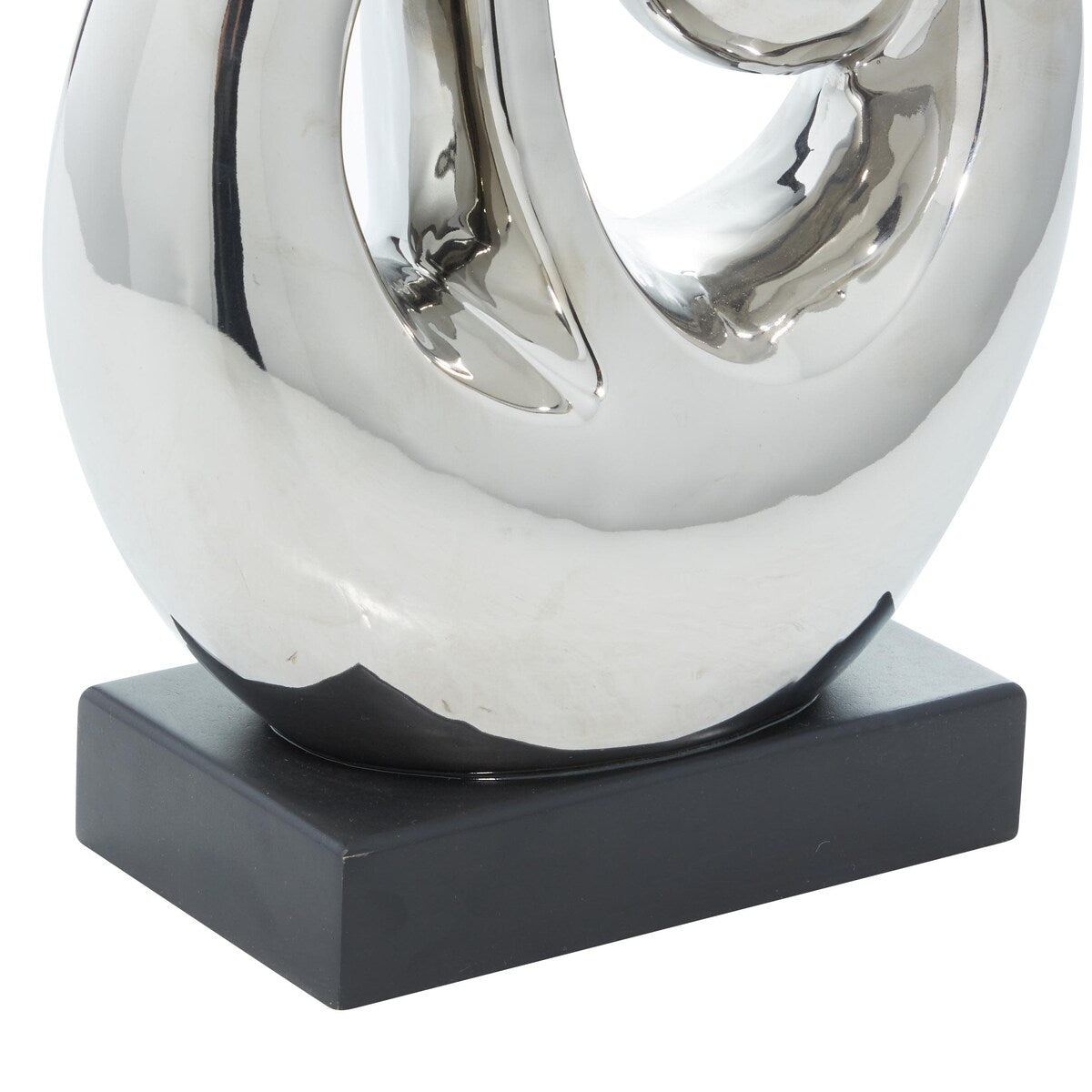 Ceramic Abstract Decorative Sculpture with Black Base - Silver - Roche River Decor