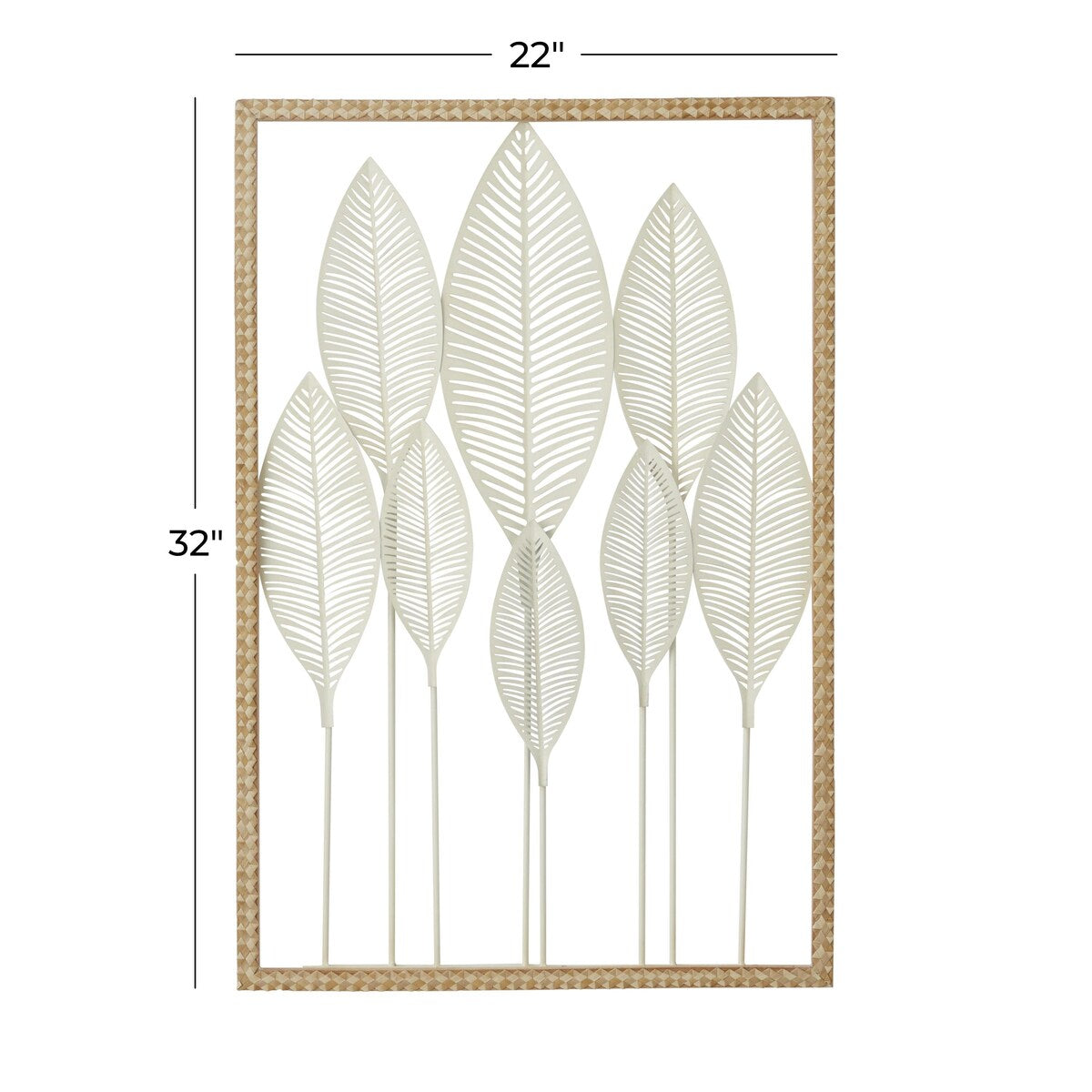 Metal Leaf Tall Cut-Out Home Wall Decor with Intricate Laser Cut Designs - White - Roche River Decor