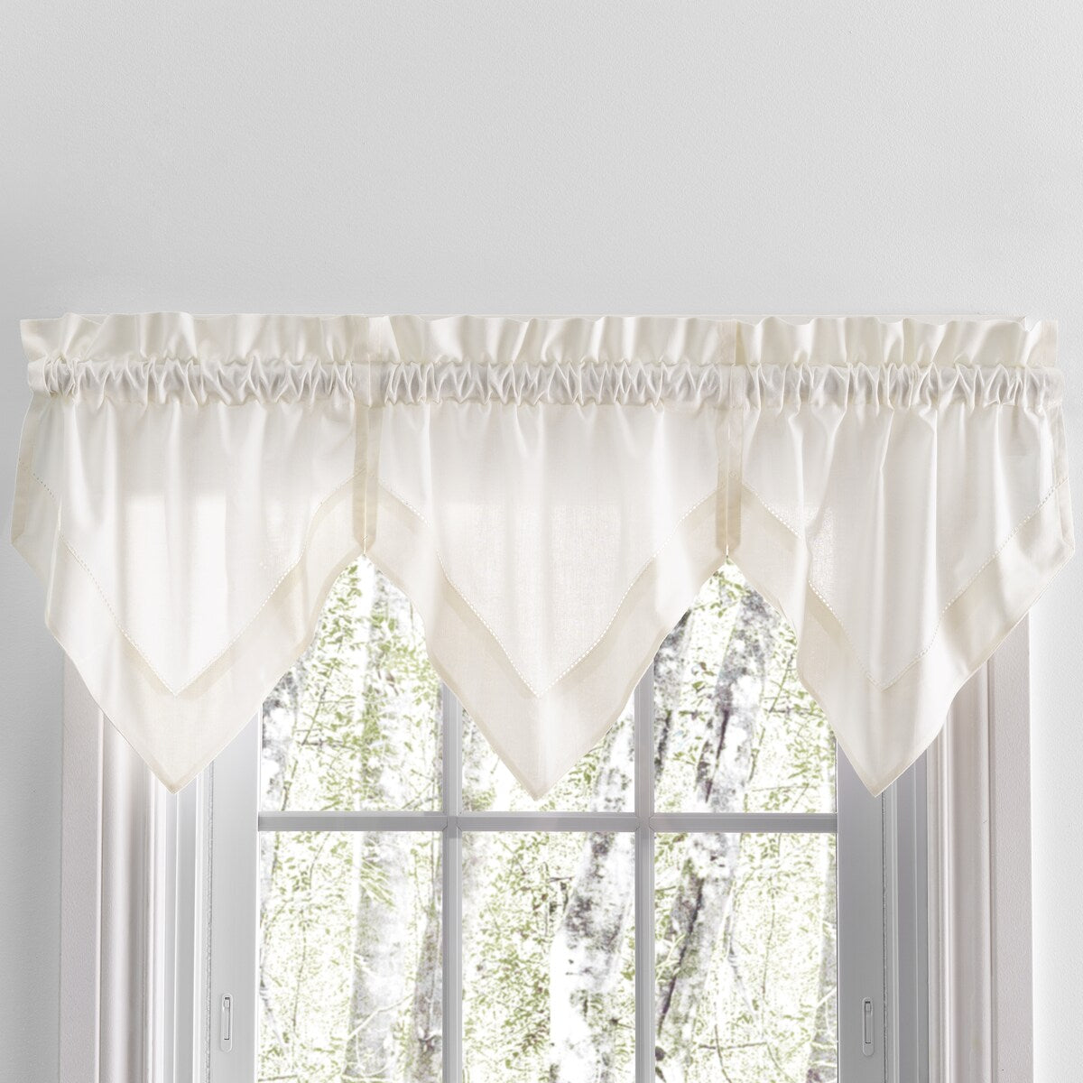 Simplicity Hemstitch 100% Cotton Rod Pocket Kitchen Curtains - Tier, Swag or Valance (Sold Separately)