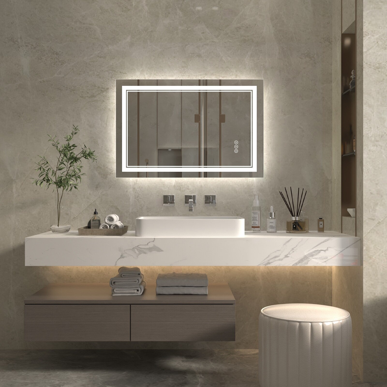 ExBrite Anti-Fog LED Bathroom Mirror with Endless Dimming