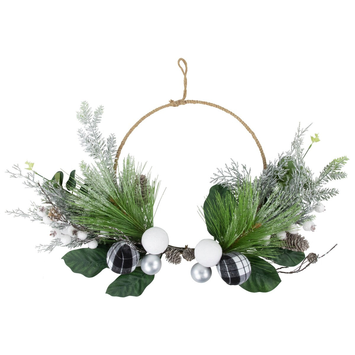 Real Touch Winter Greenery with Pinecones Artificial Christmas Wreath - 18 - Unlit