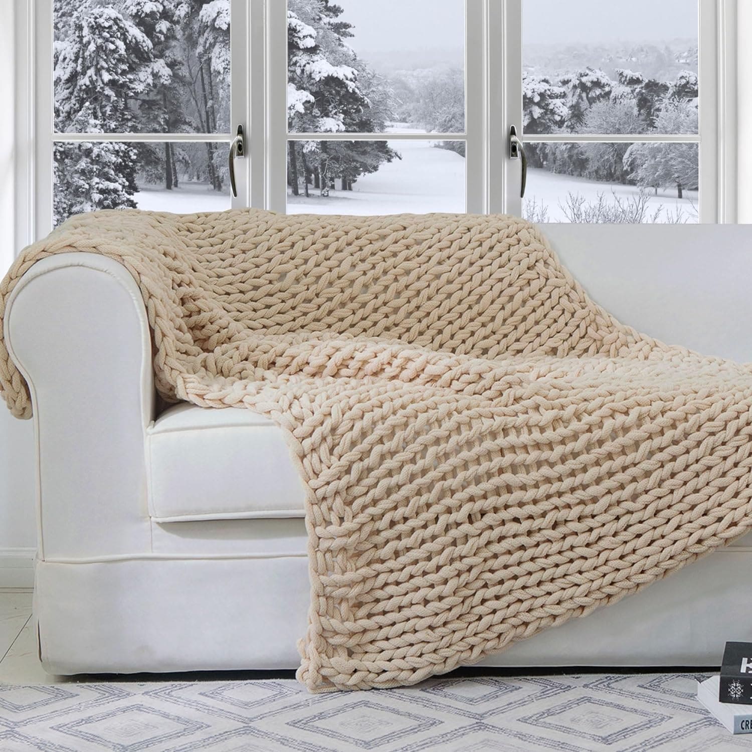 Cheer Collection Ultra Plush Chunky Cable Knit Throw Blanket