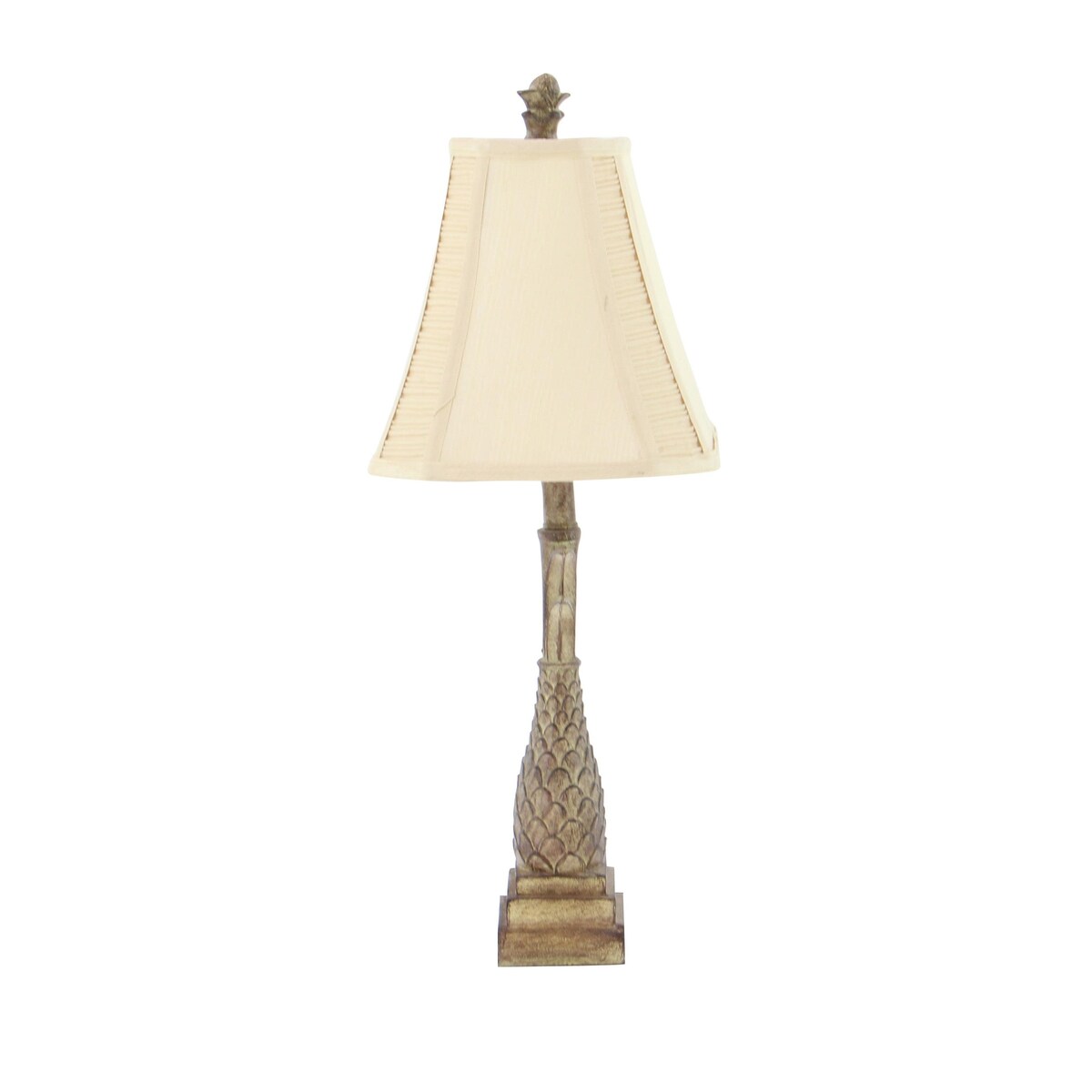 Polystone Fruit Pineapple Room Table Lamp with Tapered Shade - Set of 2 Brown - Roche River Decor