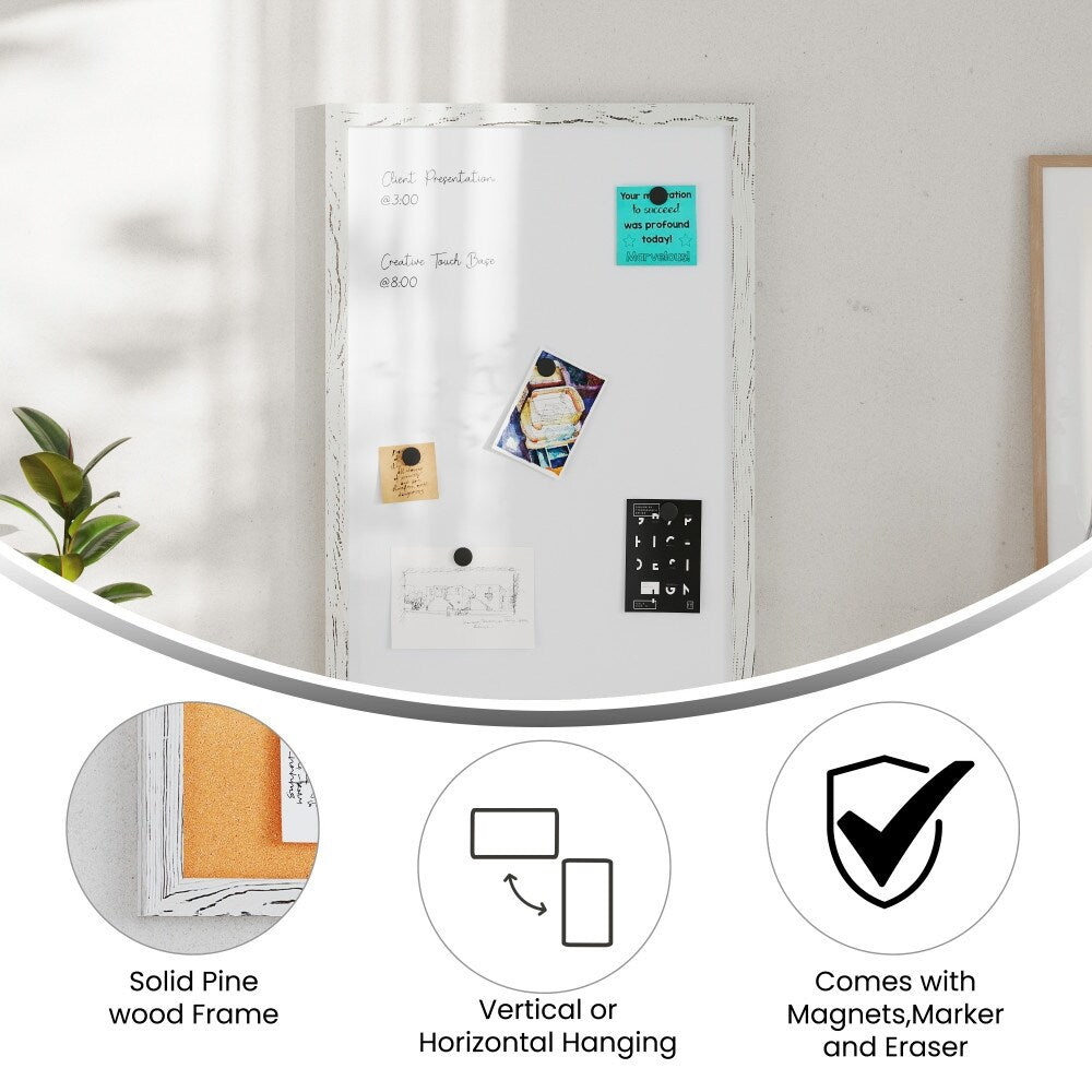 Commercial Wall Mount White Board with Marker, Eraser, and Magnets