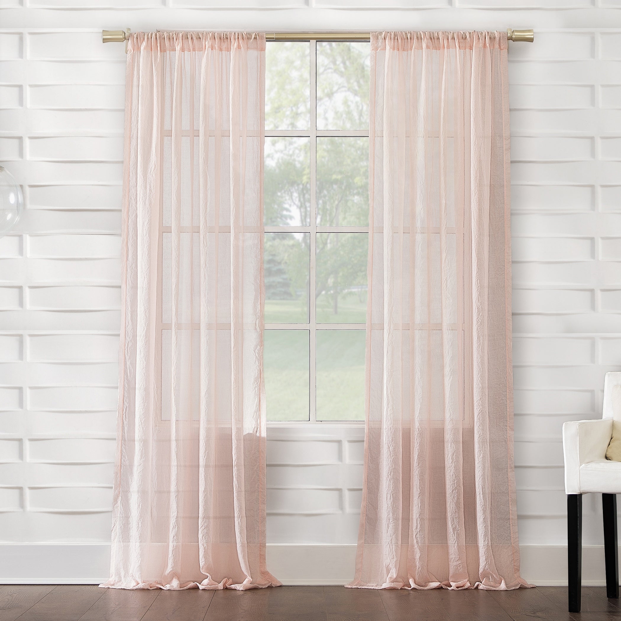 No. 918 Ladonna Crushed Texture Semi-Sheer Rod Pocket Curtain Panel, Single Panel