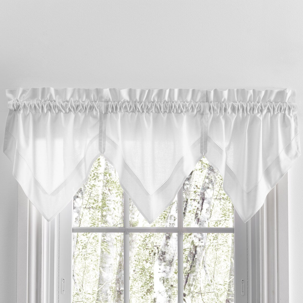 Simplicity Hemstitch 100% Cotton Rod Pocket Kitchen Curtains - Tier, Swag or Valance (Sold Separately)