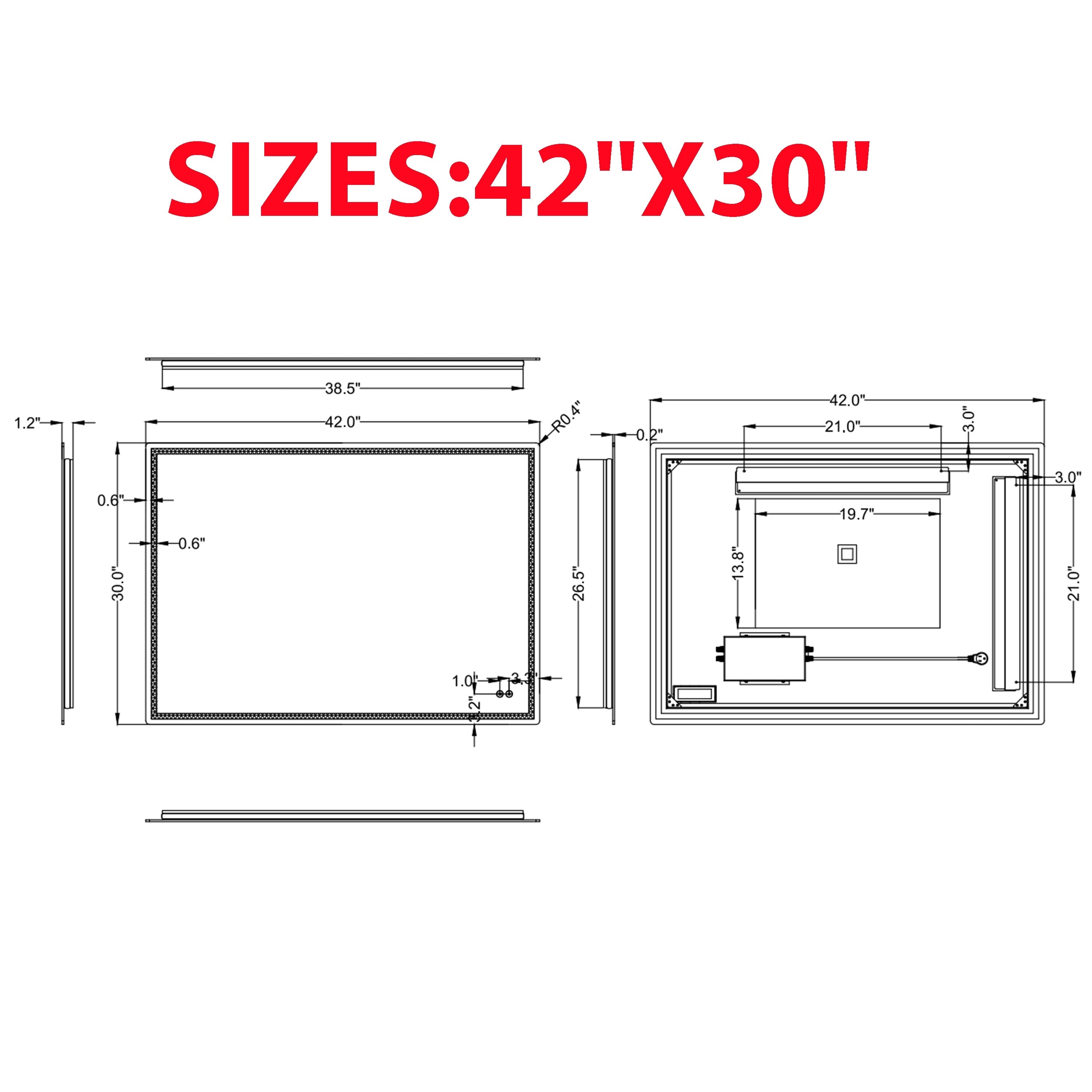 CB HOME LED Bathroom Mirror, Lighted Wall Mounted Mirror, Frameless Vanity Mirror, Anti-Fog, Dimmable,Three Color