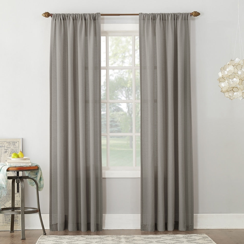 No. 918 Amalfi Linen Blend Semi-Sheer Rod Pocket 1-Piece Curtain Panel, Single Panel