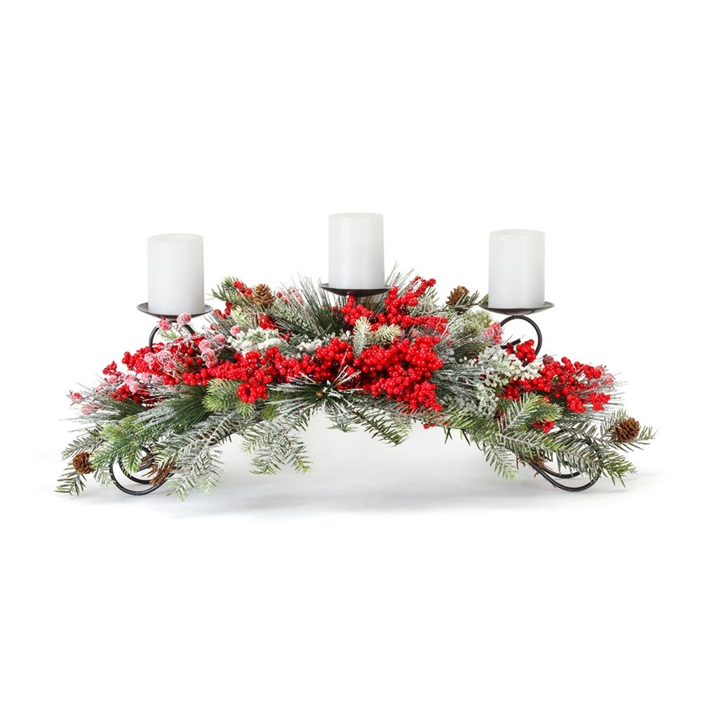 Frosted Pine and Mixed Berry Centerpiece Candle Holder 31L