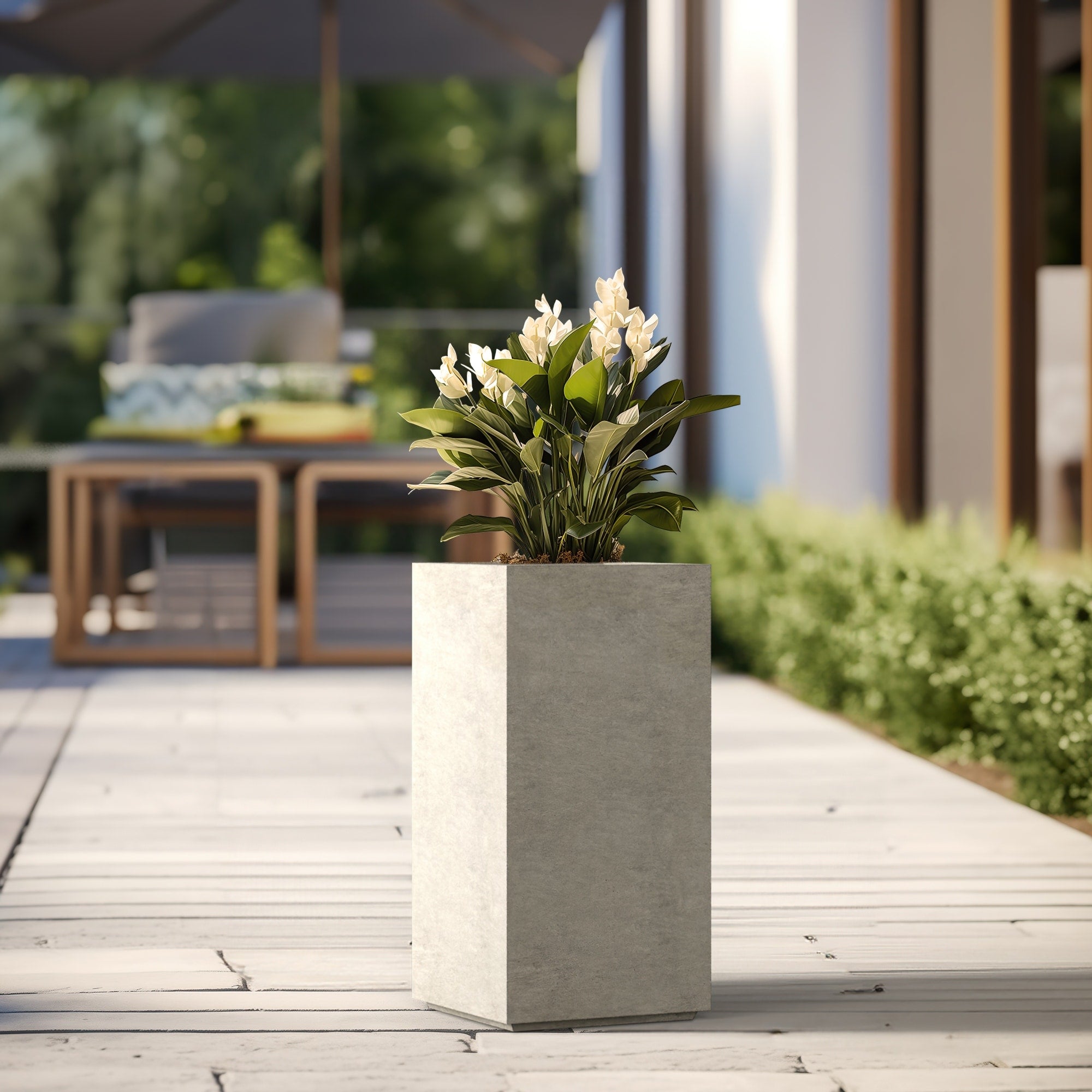 Tall Concrete Rectangle Plant Boxes / Large Indoor and Outdoor Flower Planters