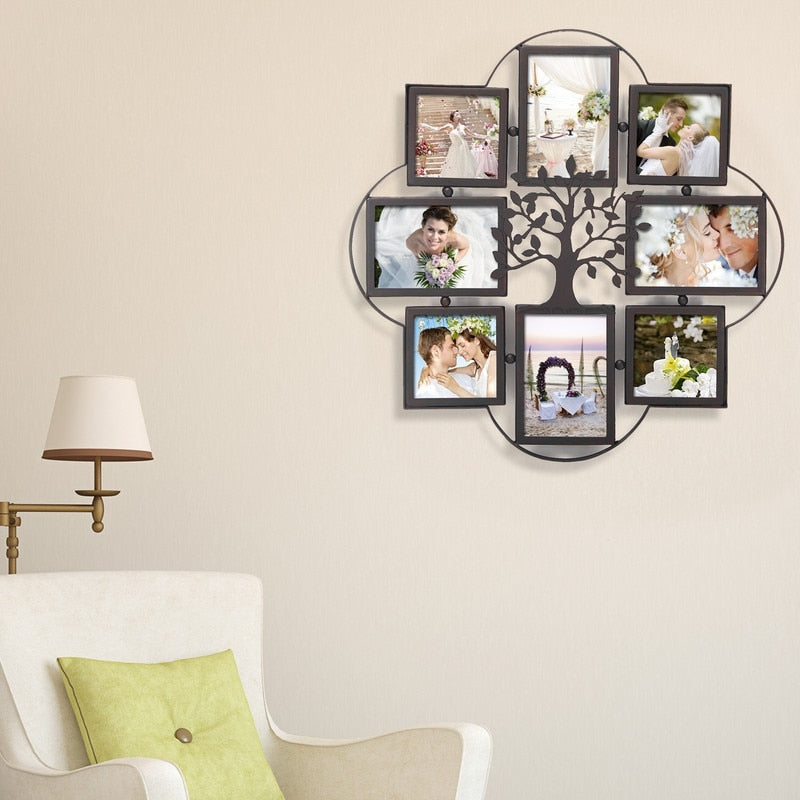 ADECO 8 Openings Iron Metal Wall Hanging Collage Picture Photo Frame