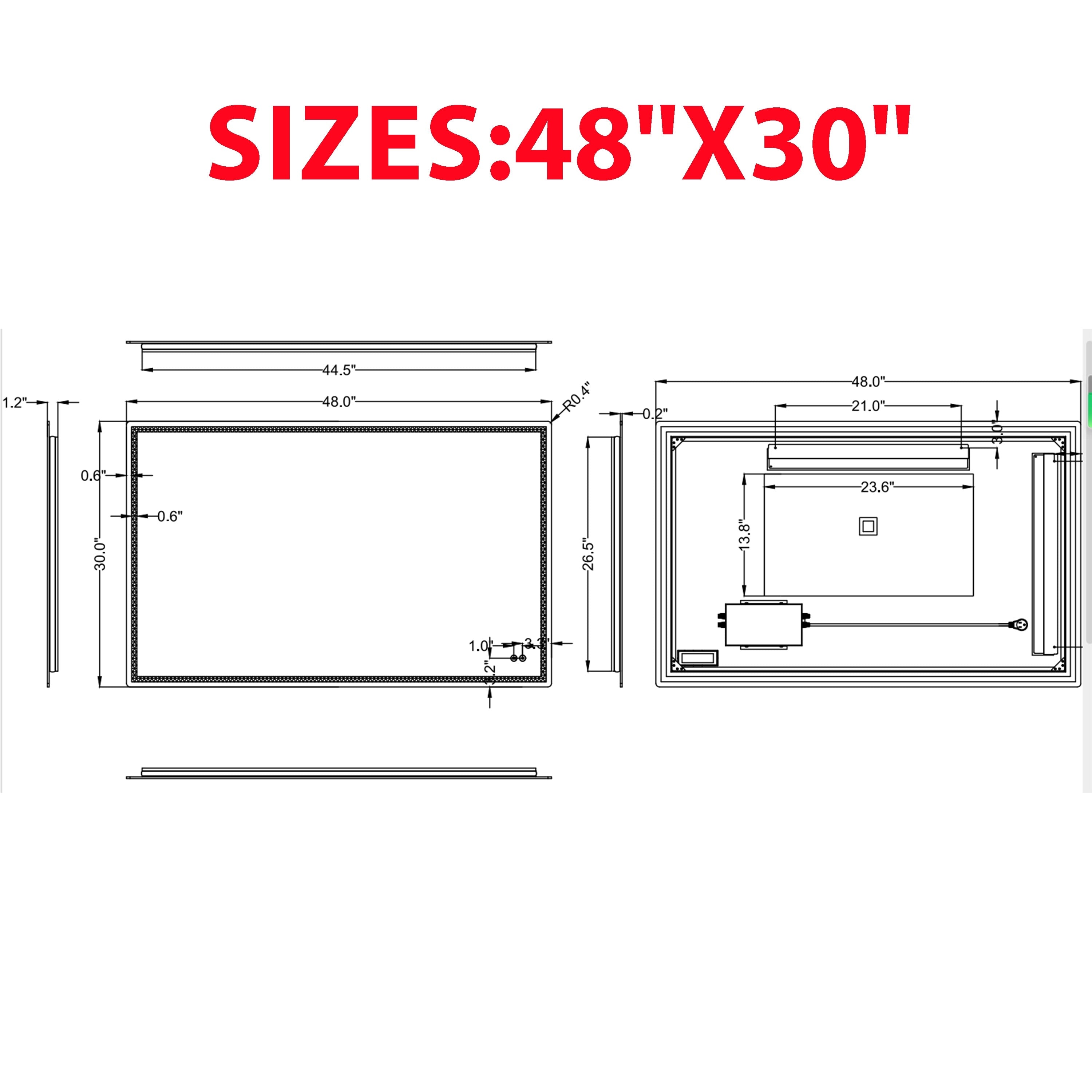 CB HOME LED Bathroom Mirror, Lighted Wall Mounted Mirror, Frameless Vanity Mirror, Anti-Fog, Dimmable,Three Color