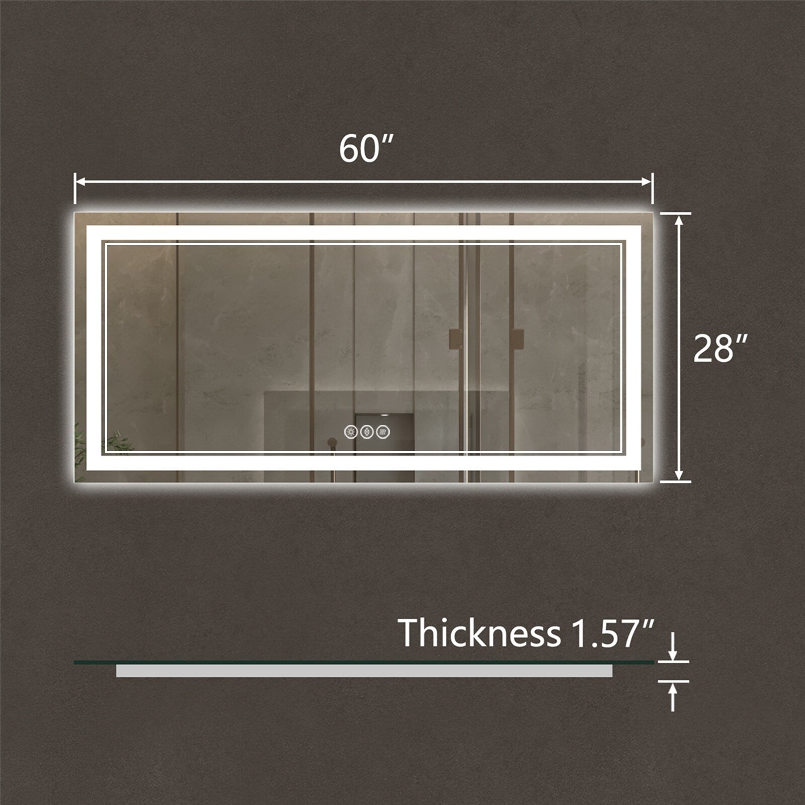 ExBrite Anti-Fog LED Bathroom Mirror with Endless Dimming