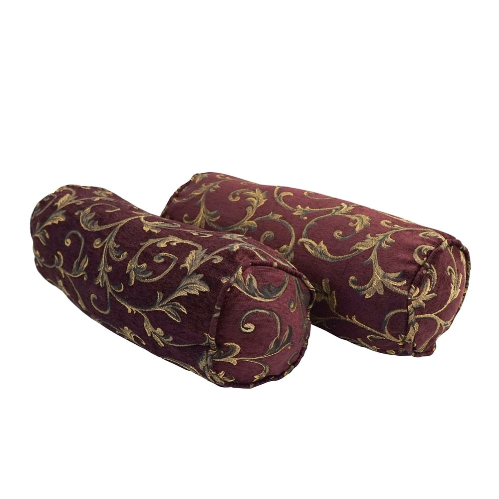 20-inch by 8-inch Corded Patterned Jacquard Chenille Bolster Pillows (Set of 2)