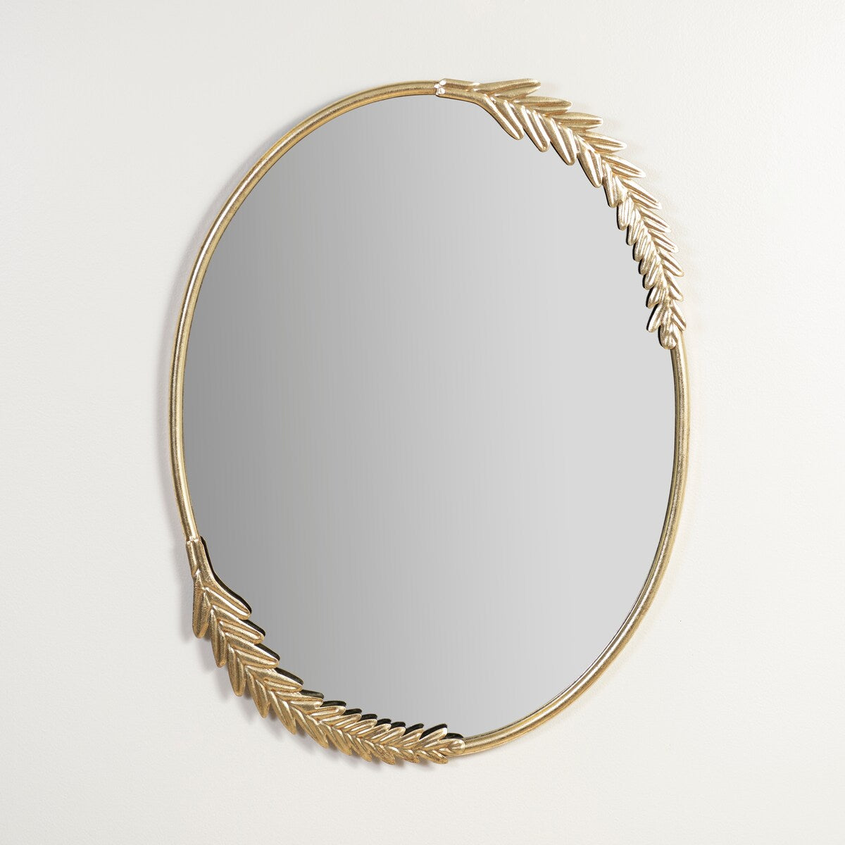 Gold Finish Oval Wreath Mirror