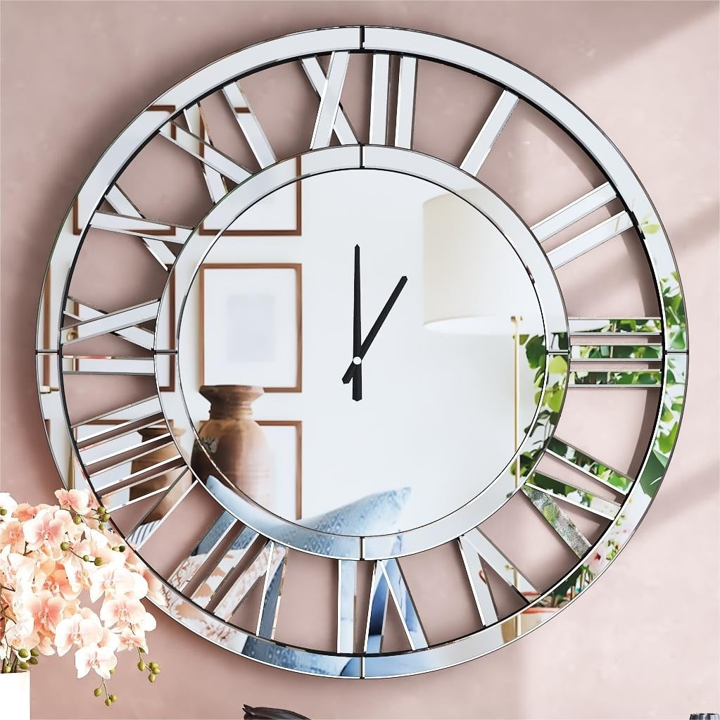 Round Wall Clock- Modern Clocks Mirrored Wall Decor