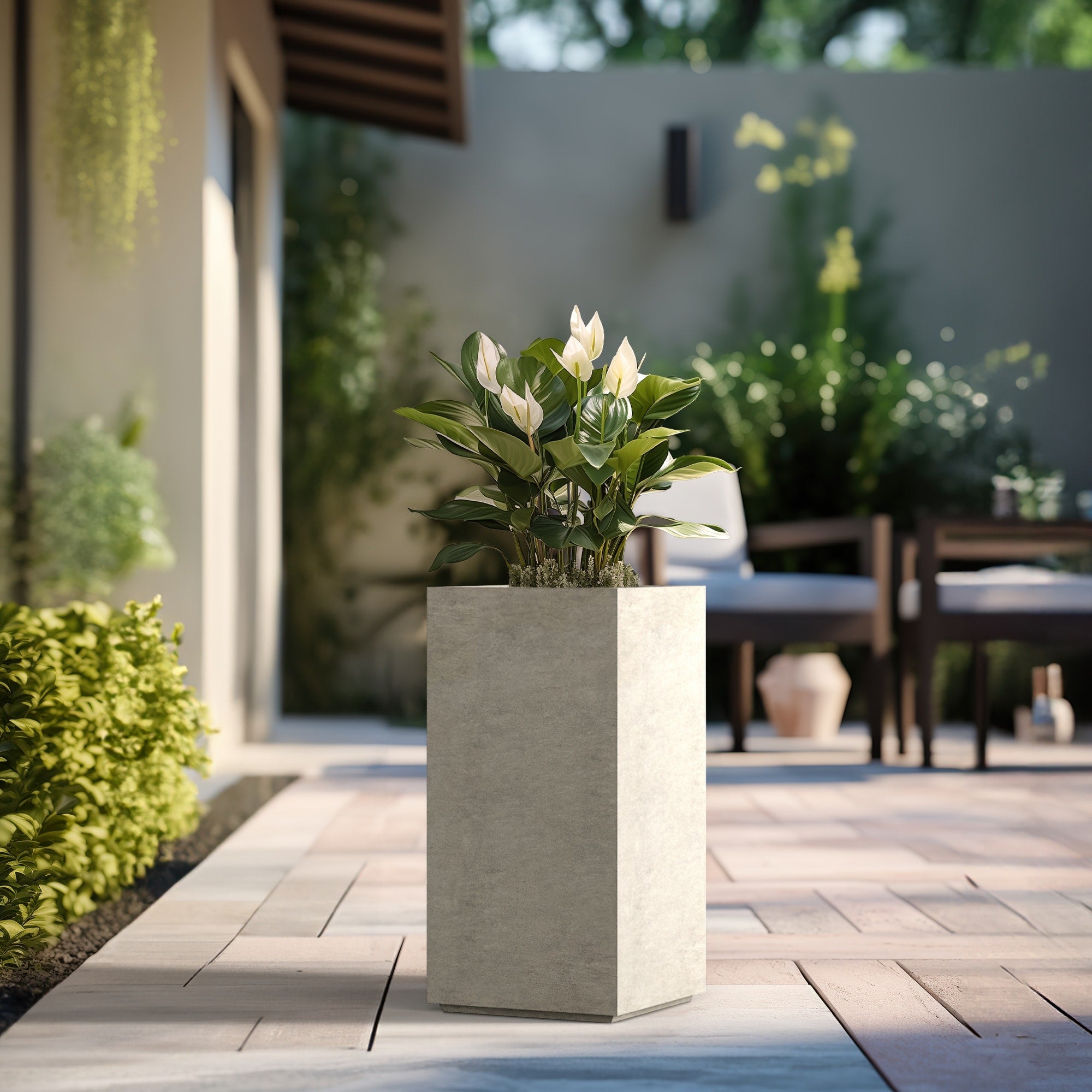 Tall Concrete Rectangle Plant Boxes / Large Indoor and Outdoor Flower Planters