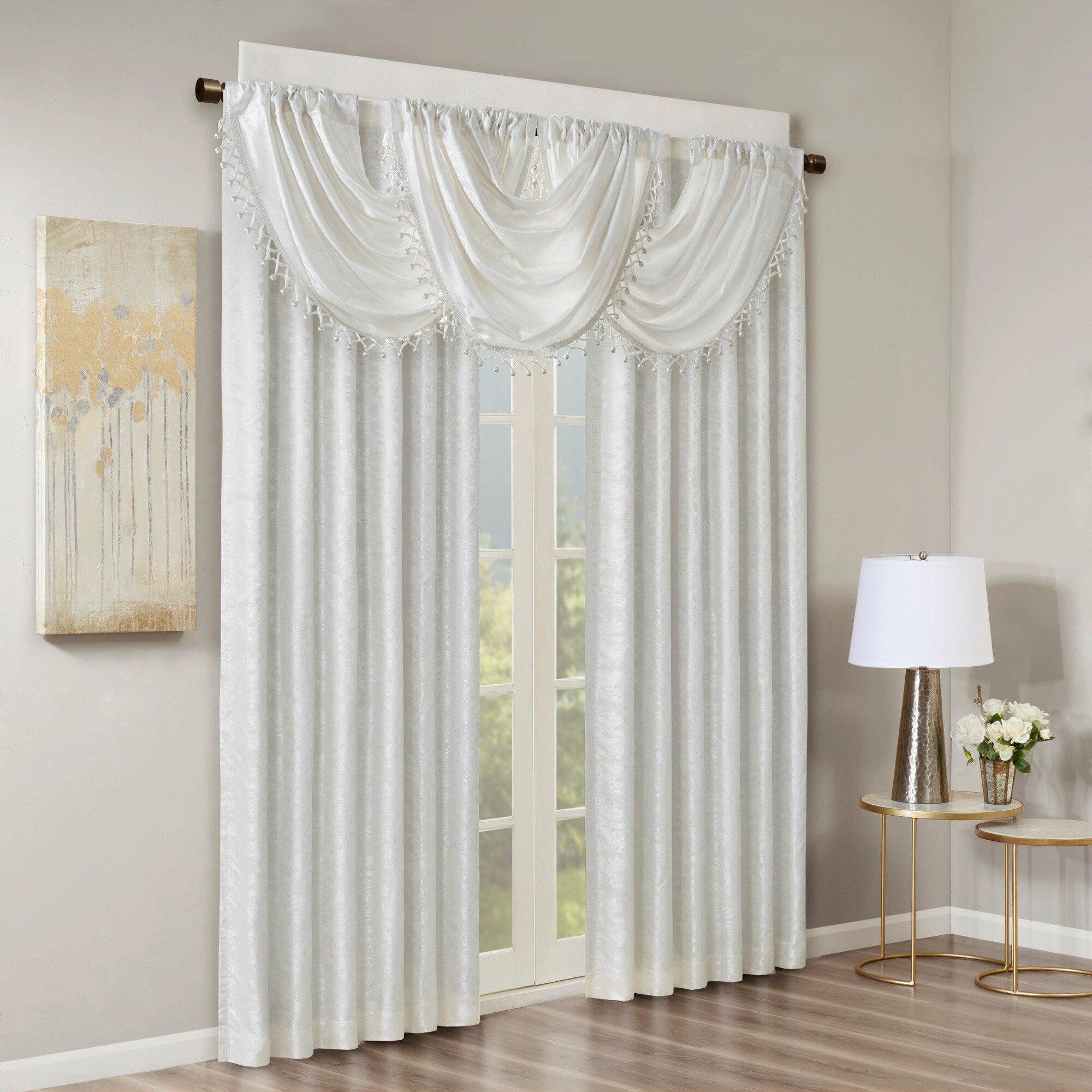 SunSmart Odessa Marble Jacquard Lined Total Blackout Rod Pocket/Back Tab Curtain Panel