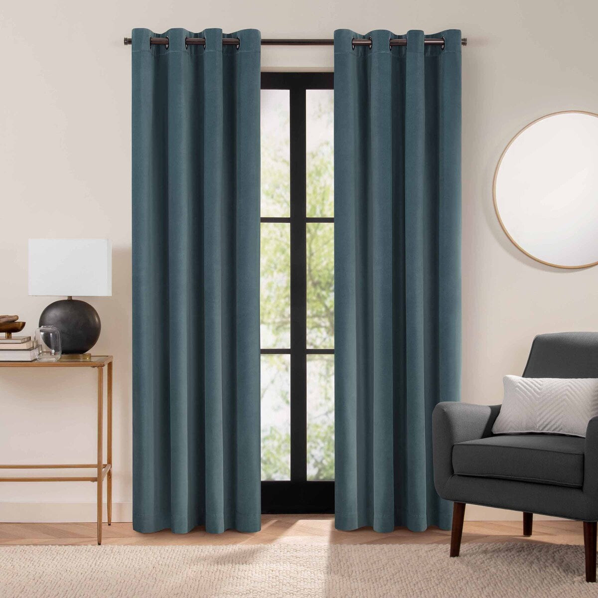 Eclipse Luxury Cotton Velvet 100% Blackout Grommet Curtain Window Panel