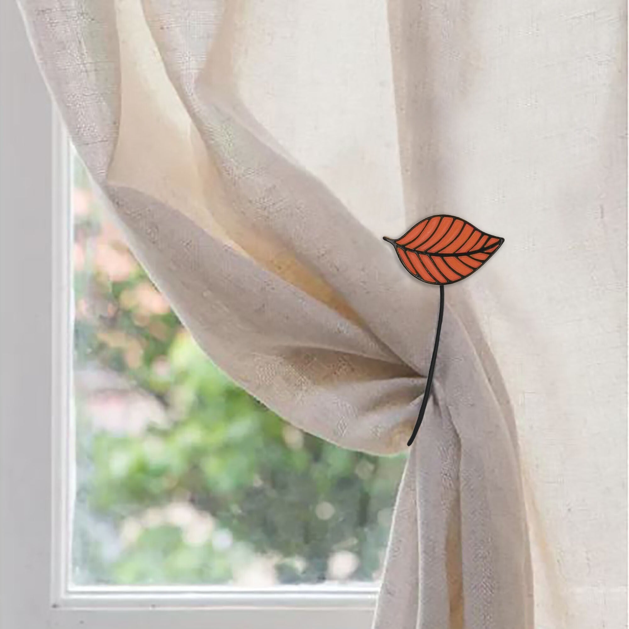 Magnetic Curtain Tieback - Stylish Leaf Design in Resin