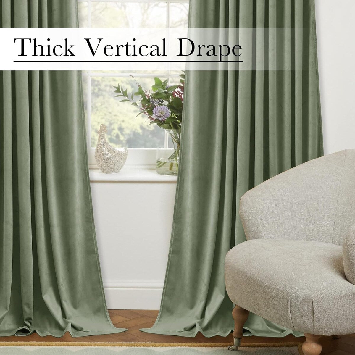 Velvet Curtains , Back Tab Heavy Thick Living Room Drapes Light Blocking Privacy Protect Curtain Panels , W52 x L96, 2 Panels