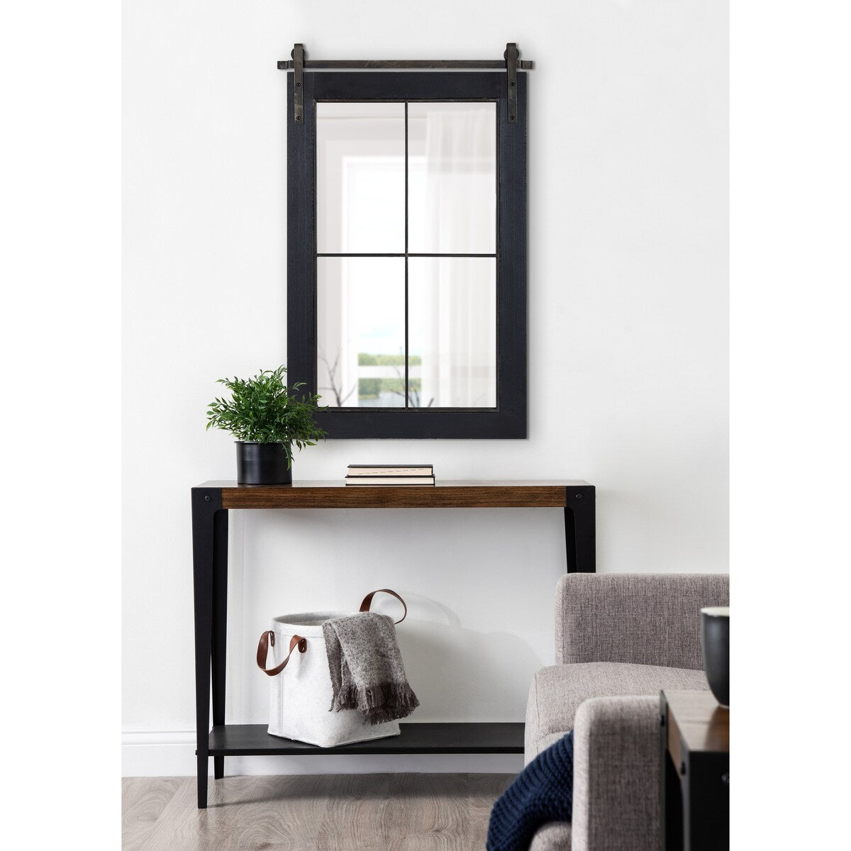 Kate and Laurel Cates Windowpane Framed Wall Mirror