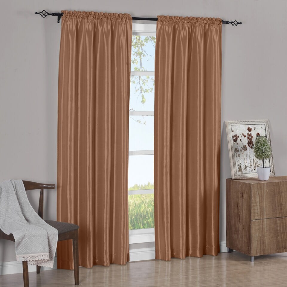 2Pcs Elegant Silk Curtain Panels 42x108 Inch