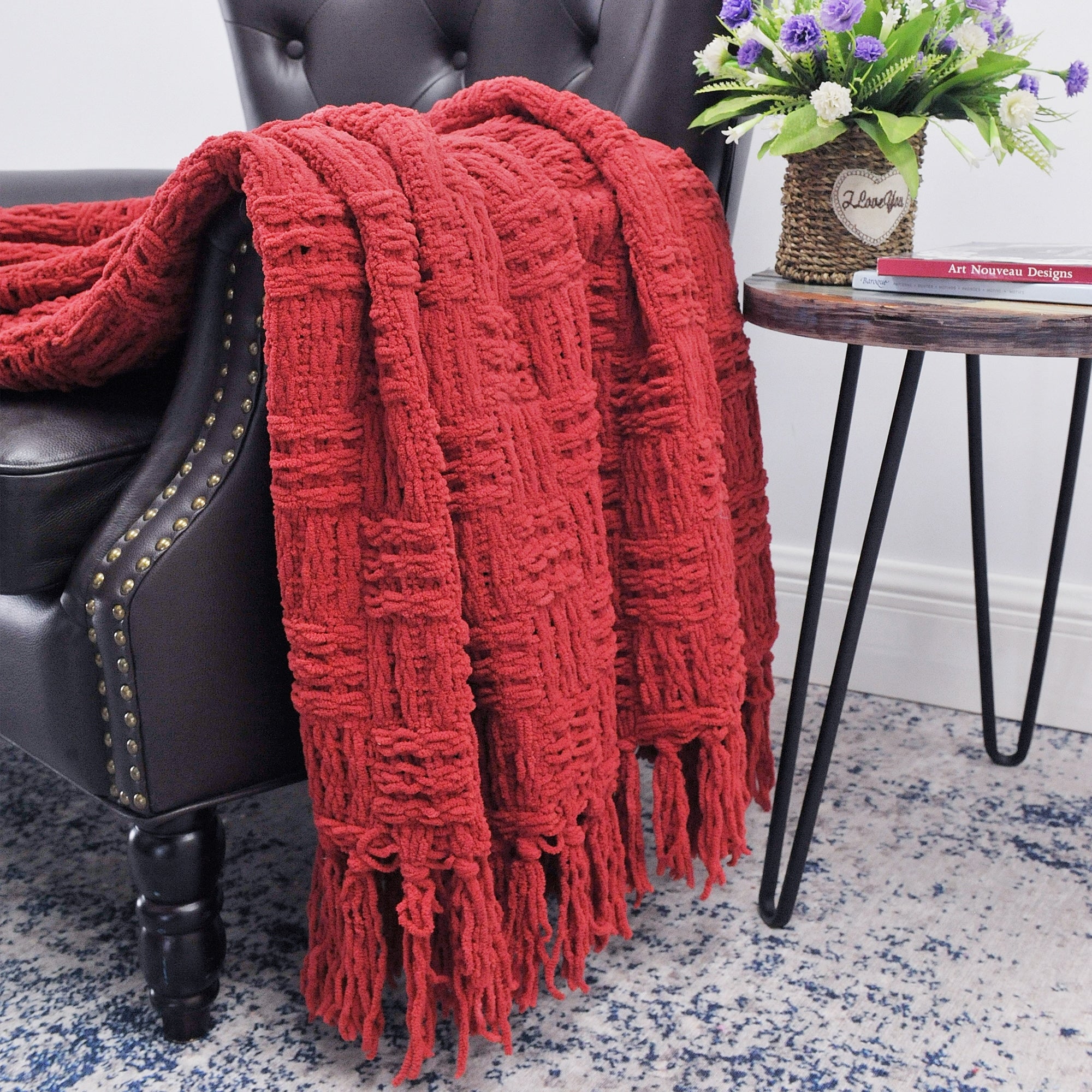 Cable Knitted Couch Cover Throw Blanket