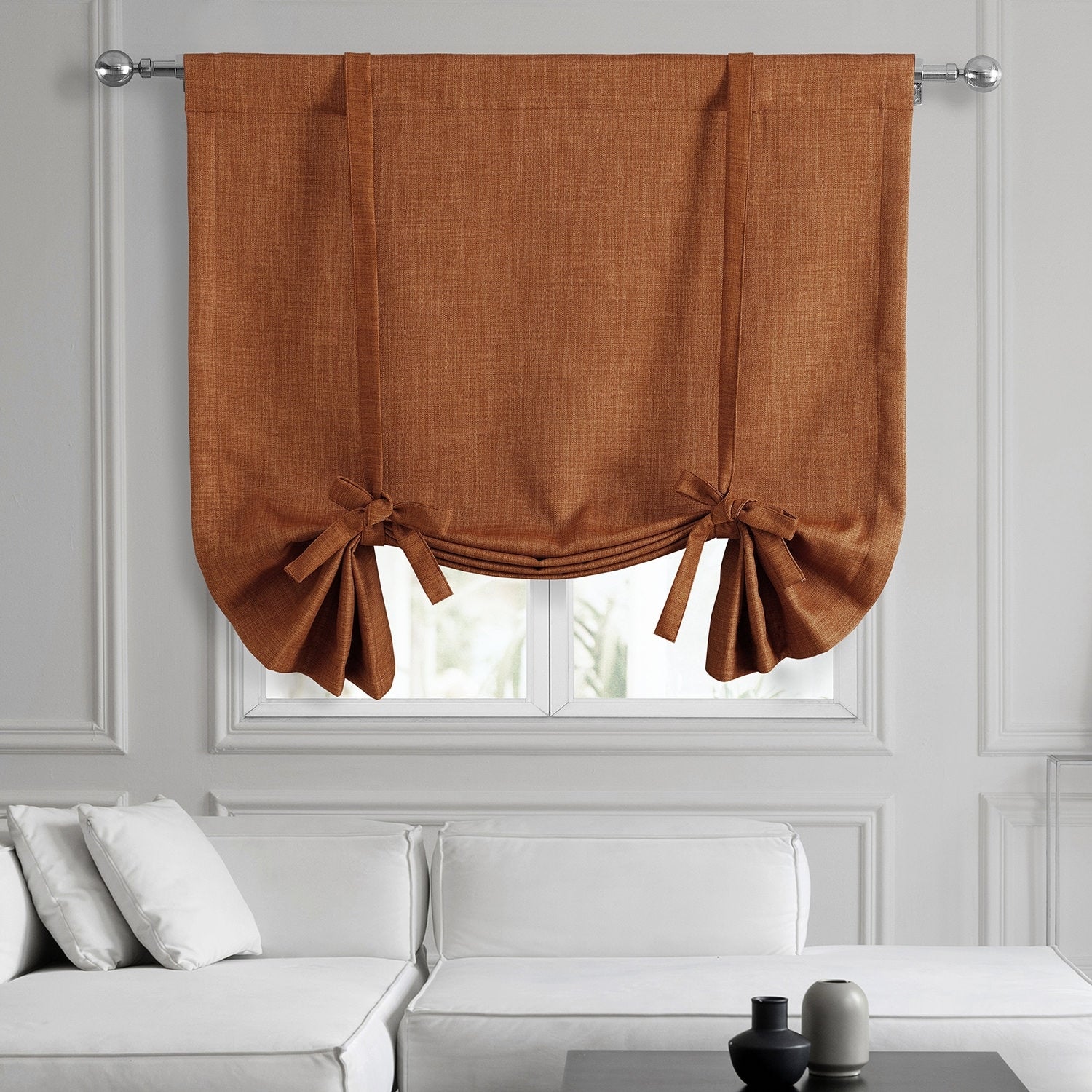 Exclusive Fabrics Faux Linen Room Darkening Tie-Up Window Shade (1 Panel)