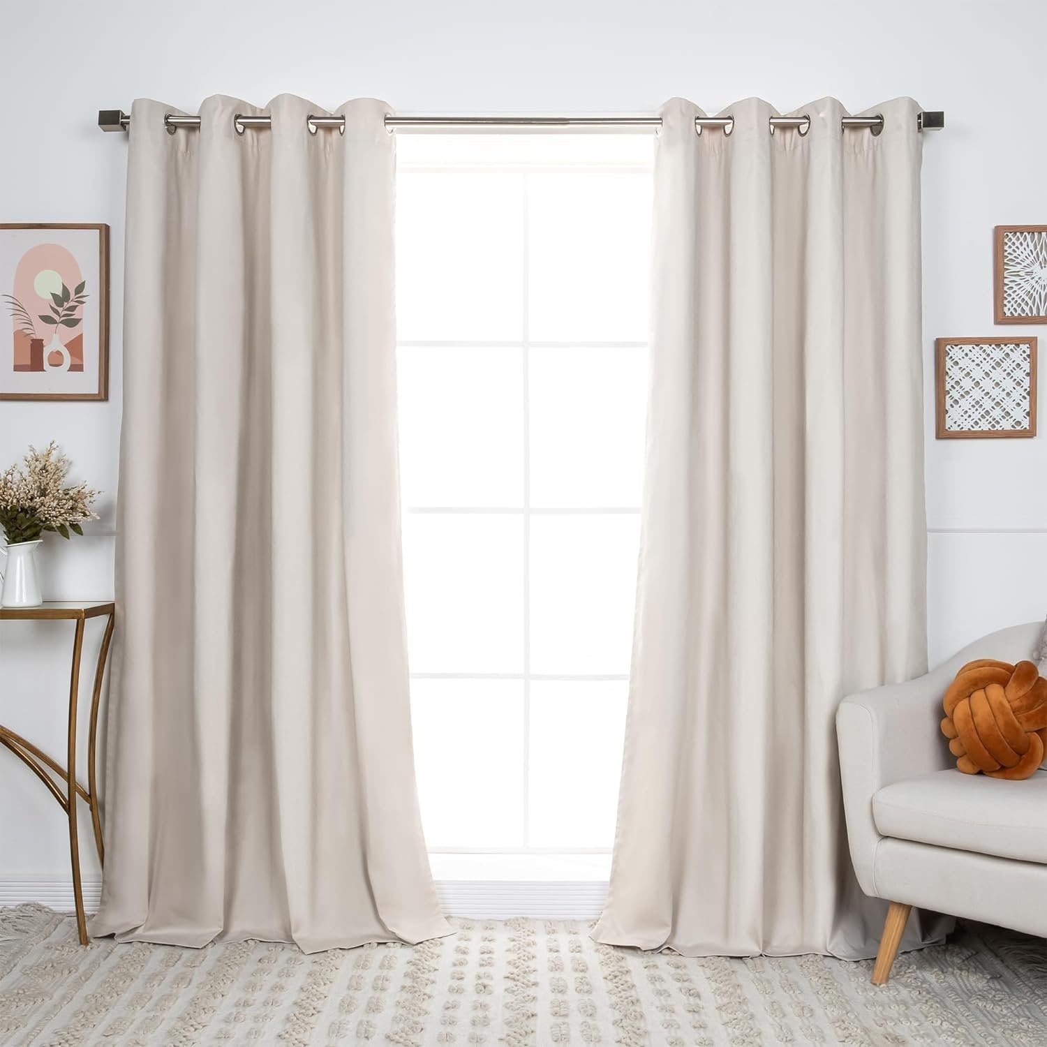 Aurora Home Solid Cotton Blend Blackout Curtain Set of 2