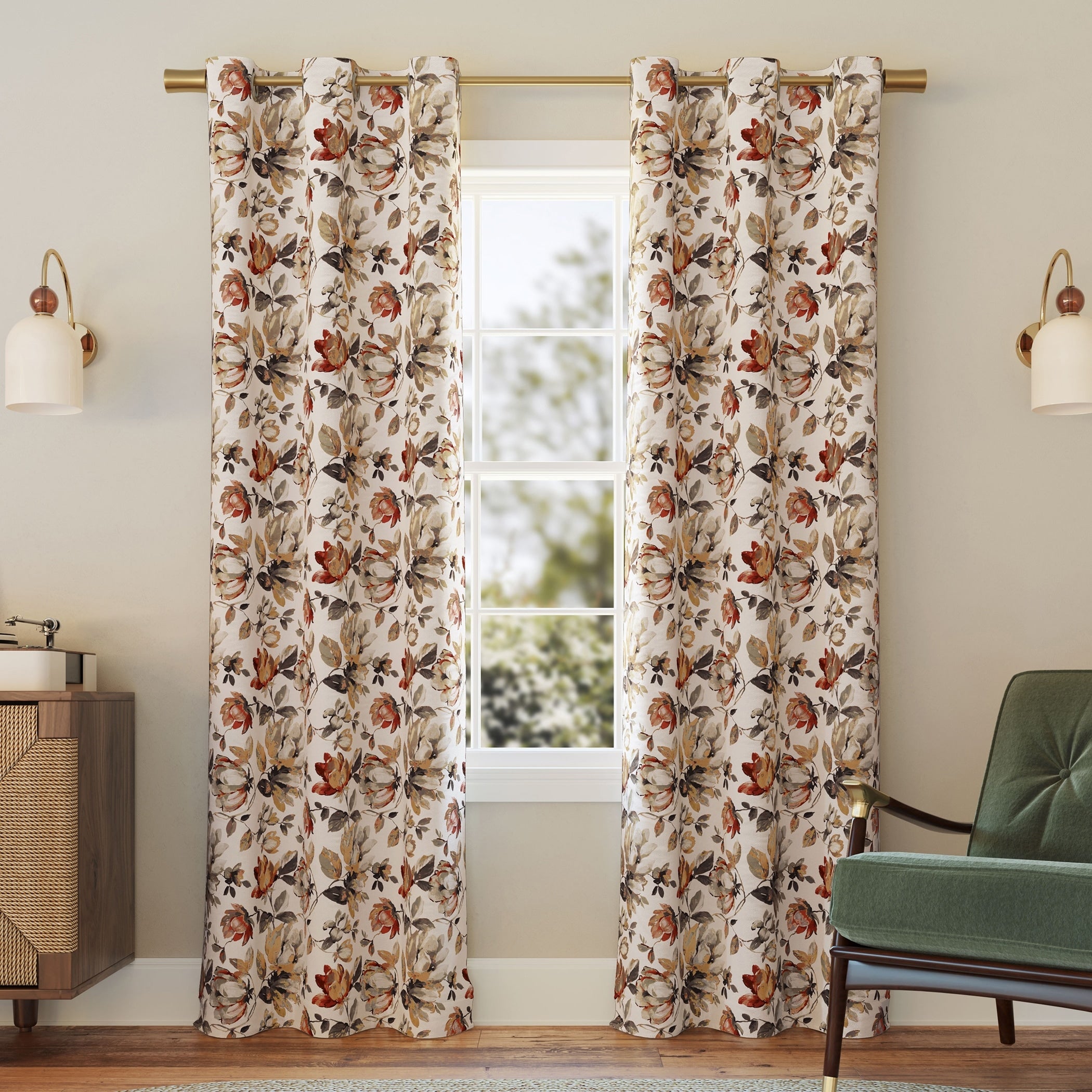 Sun Zero Irma Vintage Floral Blackout Grommet Curtain Panel, Single Panel