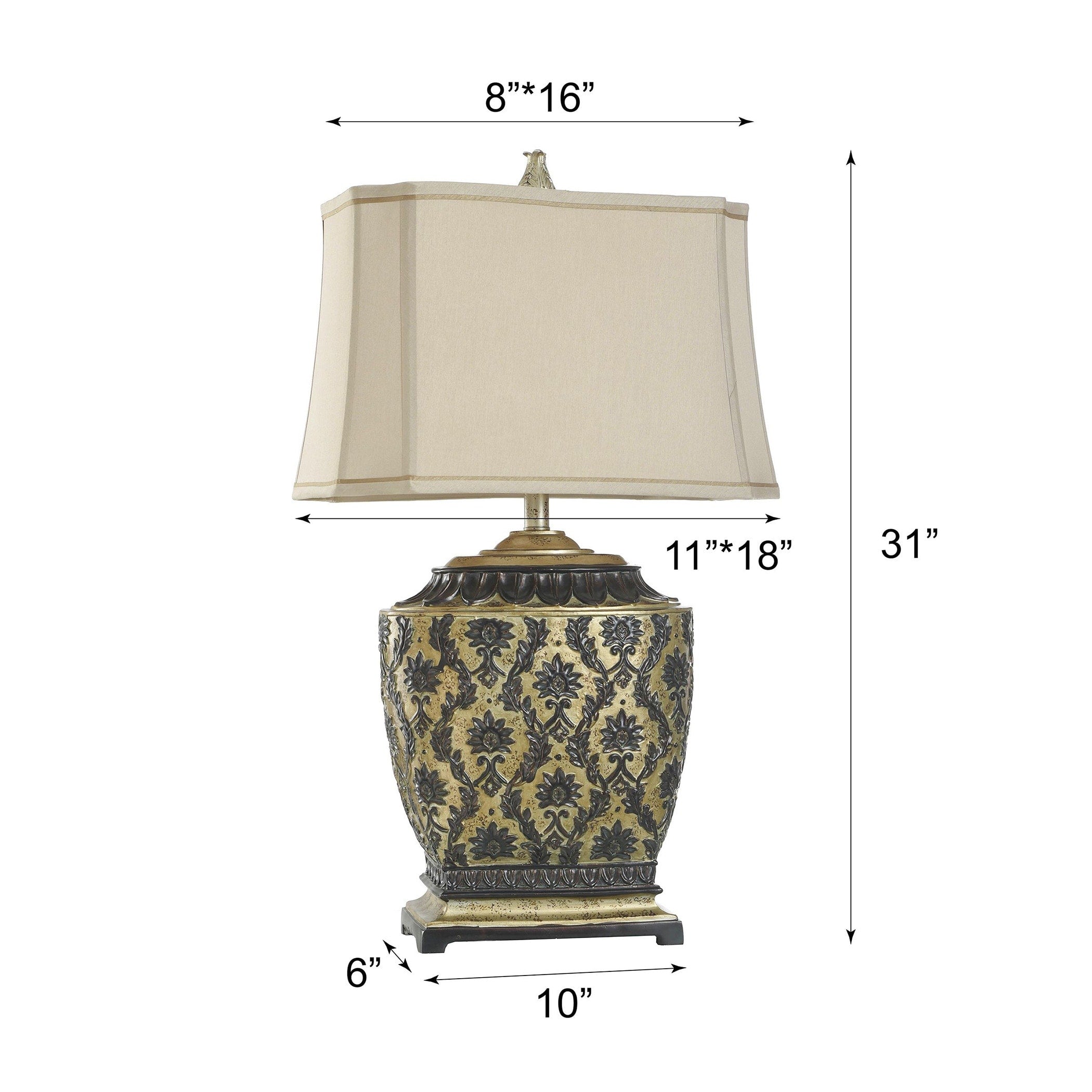 StyleCraft Jane Seymour Antique Platinum and Barbados Table Lamp - Beige Fabric Shade