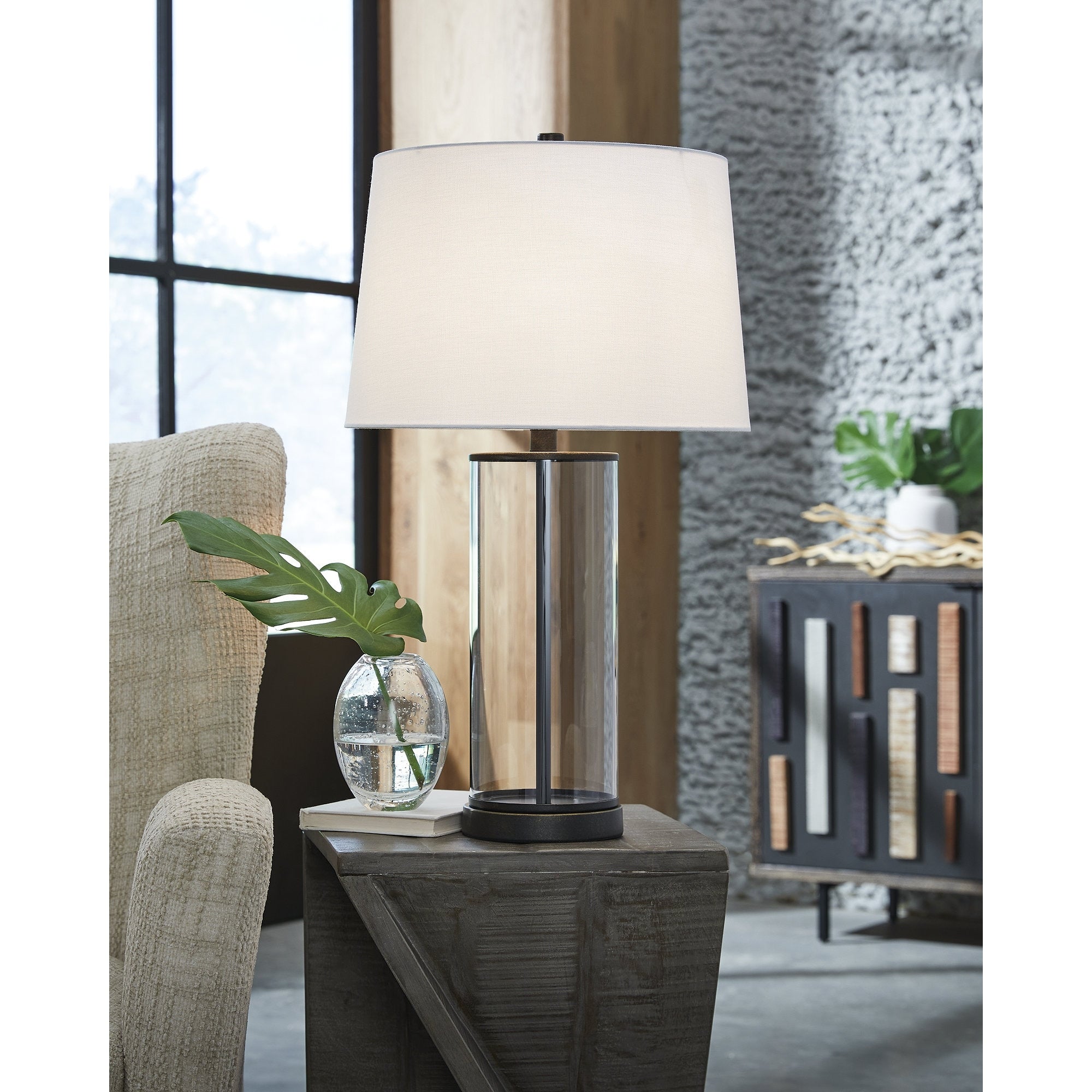 Signature Design by Ashley Wilmburgh Clear/Bronze Finish Table Lamp (Set of 2) - 15W x 15D x 26H