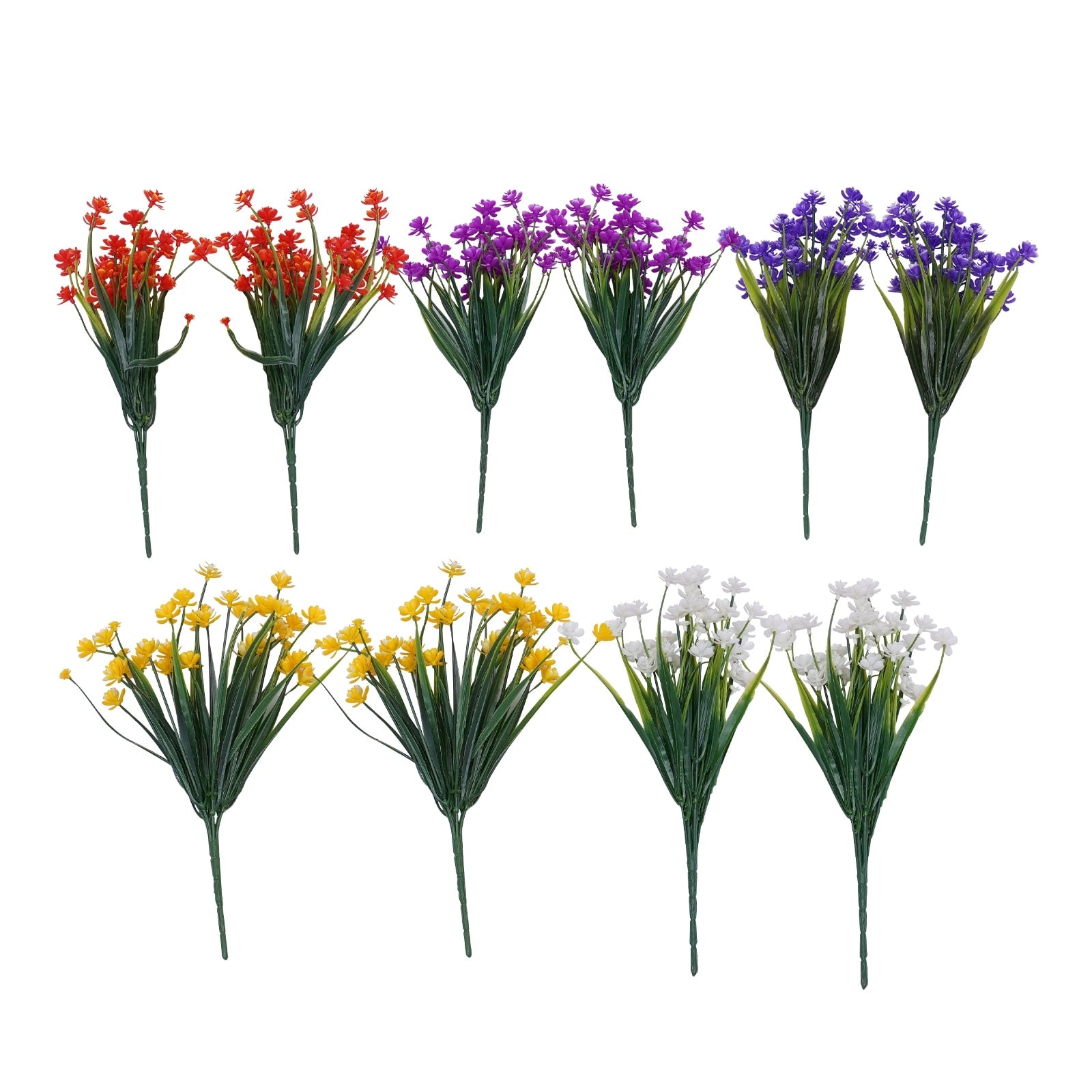 10Pcs Artificial Flowers Home Decoration Faux Plants - 12.2in