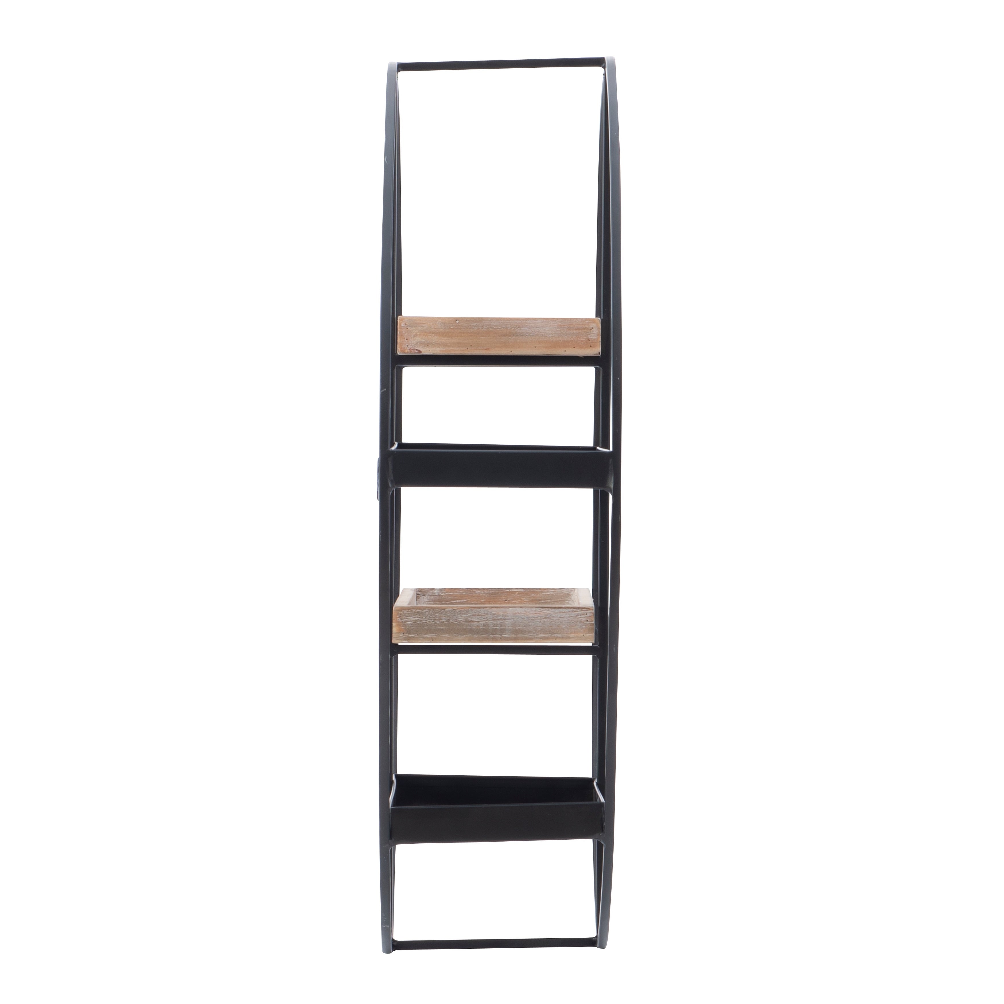 Montfort Round Modern Metal and Wood 4-tier Hanging Wall Shelf